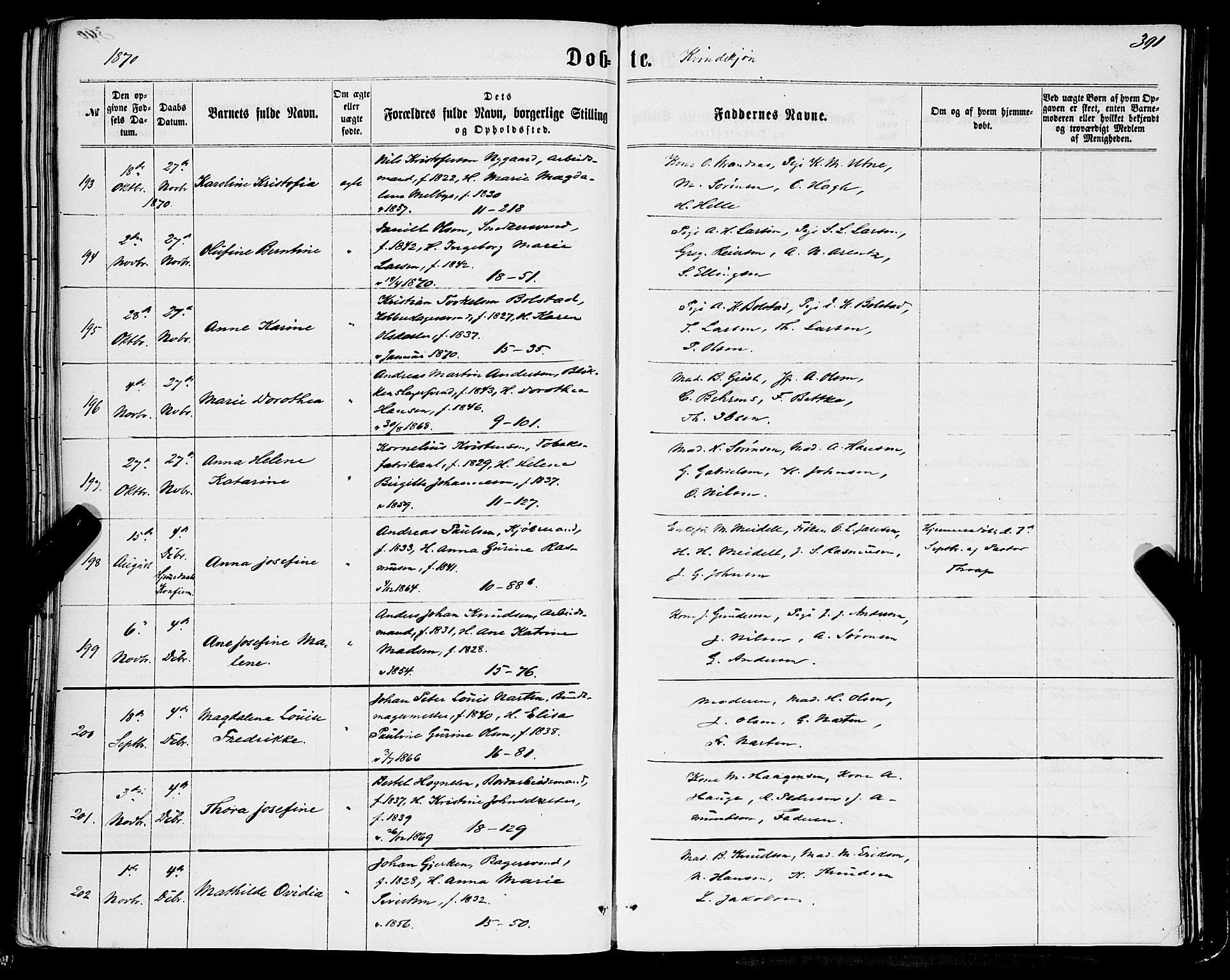 Domkirken sokneprestembete, AV/SAB-A-74801/H/Haa/L0021: Parish register (official) no. B 4, 1859-1871, p. 391