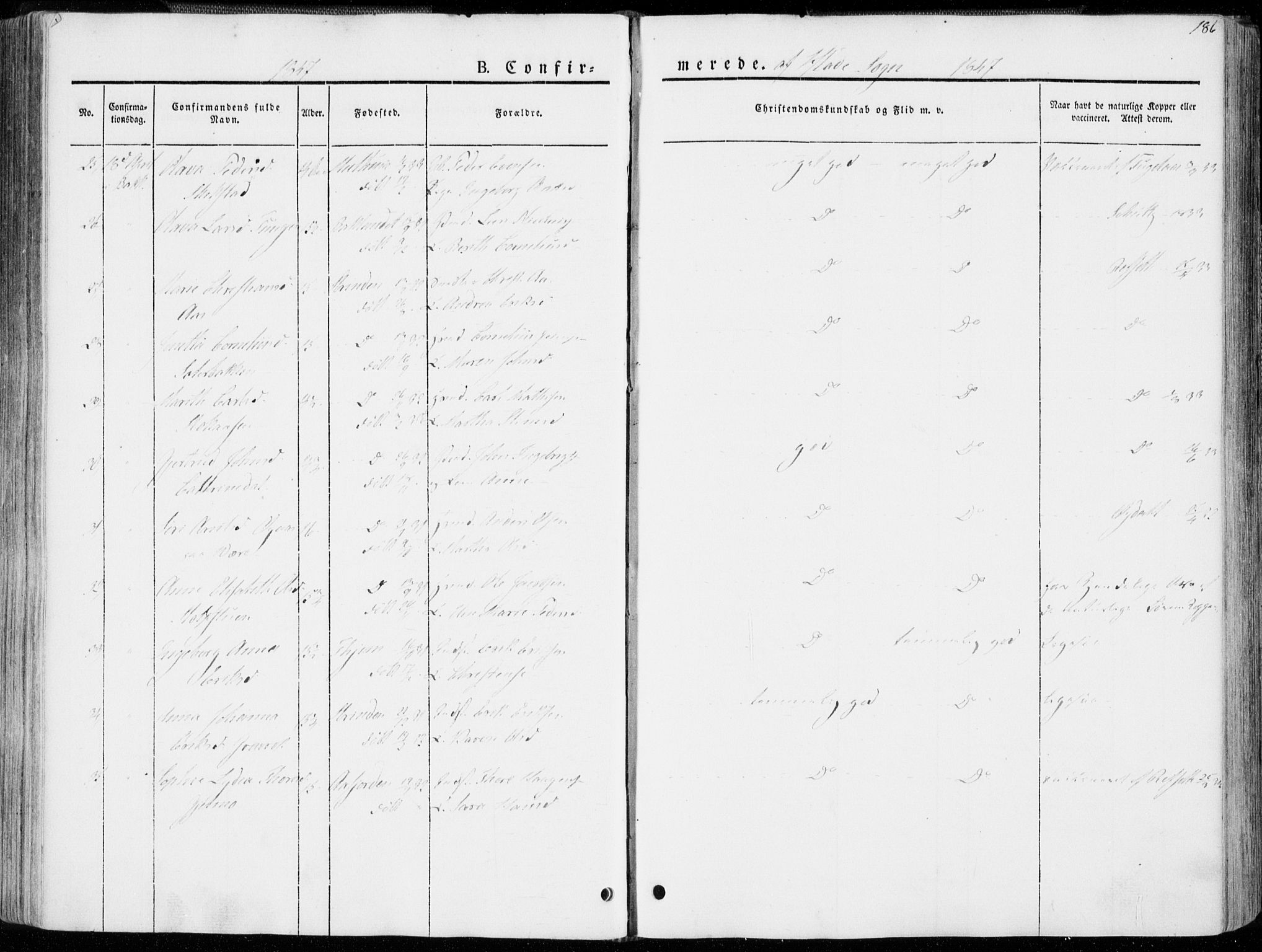 Ministerialprotokoller, klokkerbøker og fødselsregistre - Sør-Trøndelag, SAT/A-1456/606/L0290: Parish register (official) no. 606A05, 1841-1847, p. 186