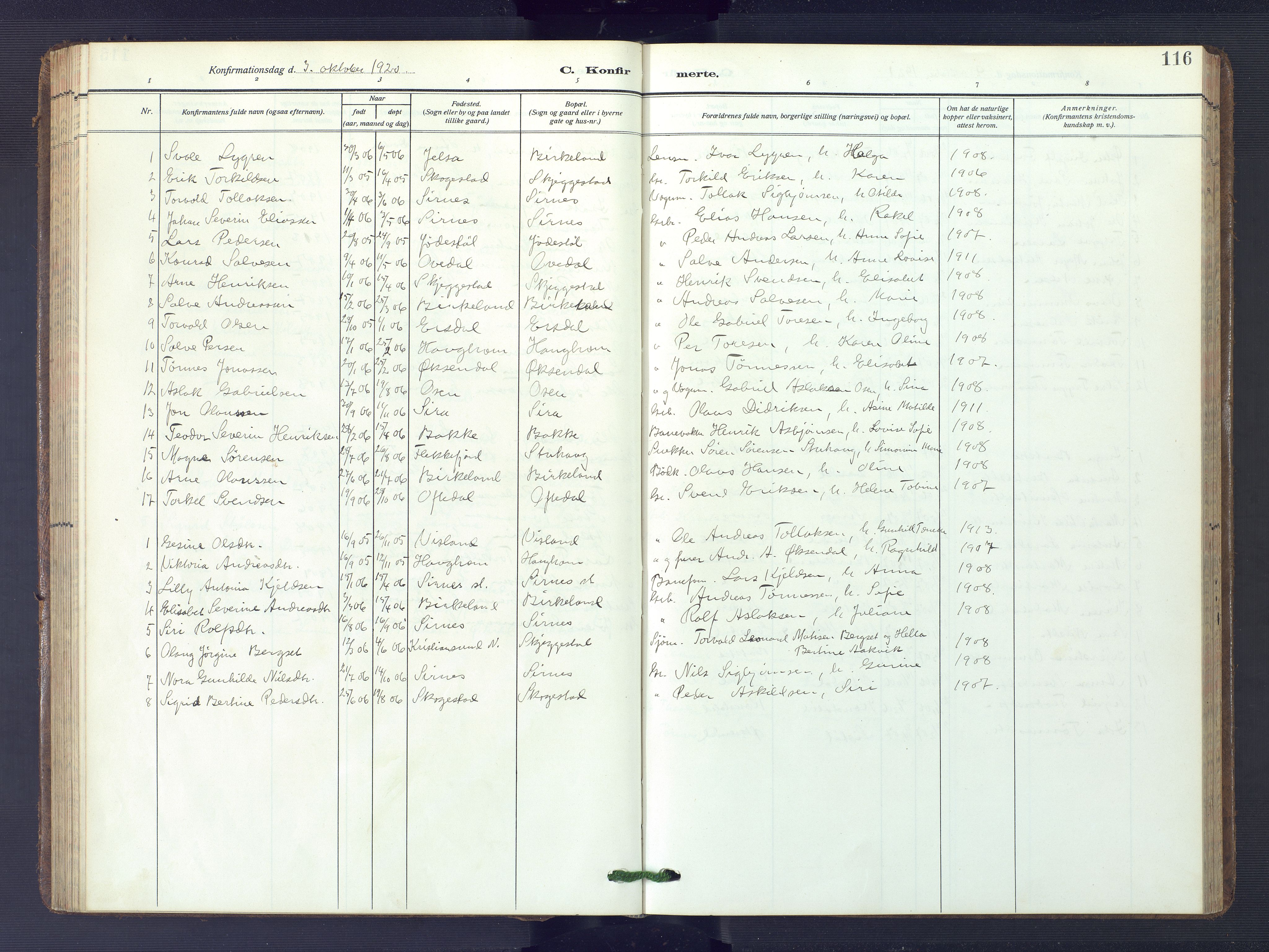 Bakke sokneprestkontor, AV/SAK-1111-0002/F/Fb/Fba/L0004: Parish register (copy) no. B 4, 1911-1946, p. 116