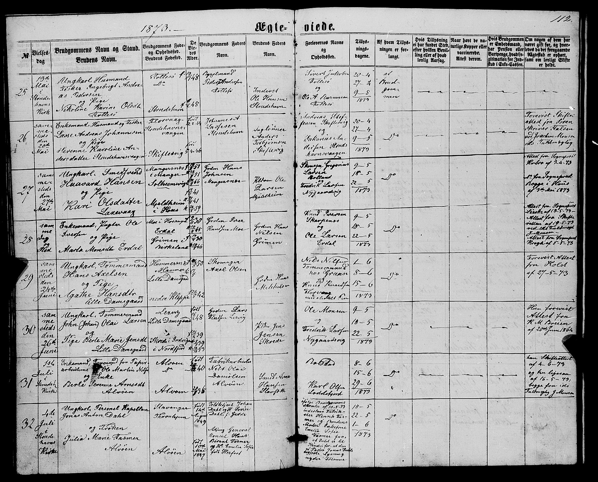 Askøy Sokneprestembete, AV/SAB-A-74101/H/Ha/Hab/Haba/L0006: Parish register (copy) no. A 6, 1861-1881, p. 112