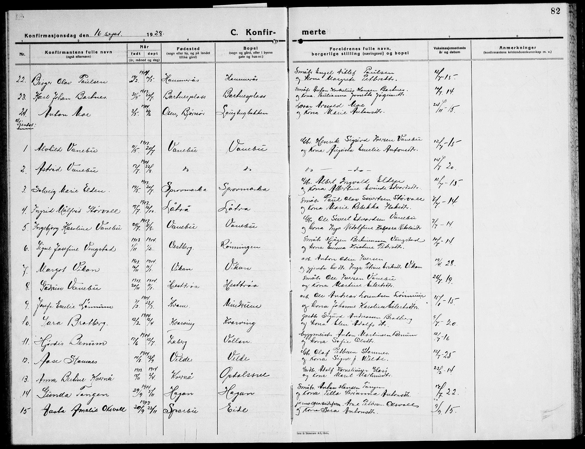 Ministerialprotokoller, klokkerbøker og fødselsregistre - Nord-Trøndelag, AV/SAT-A-1458/741/L0403: Parish register (copy) no. 741C04, 1925-1944, p. 82