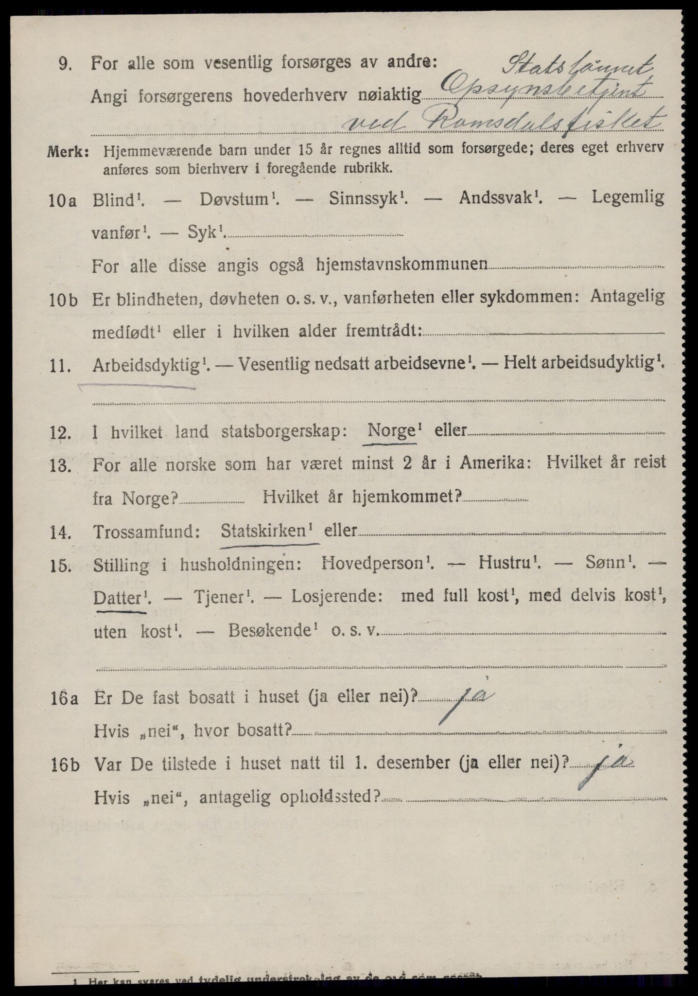 SAT, 1920 census for Ulstein, 1920, p. 2611