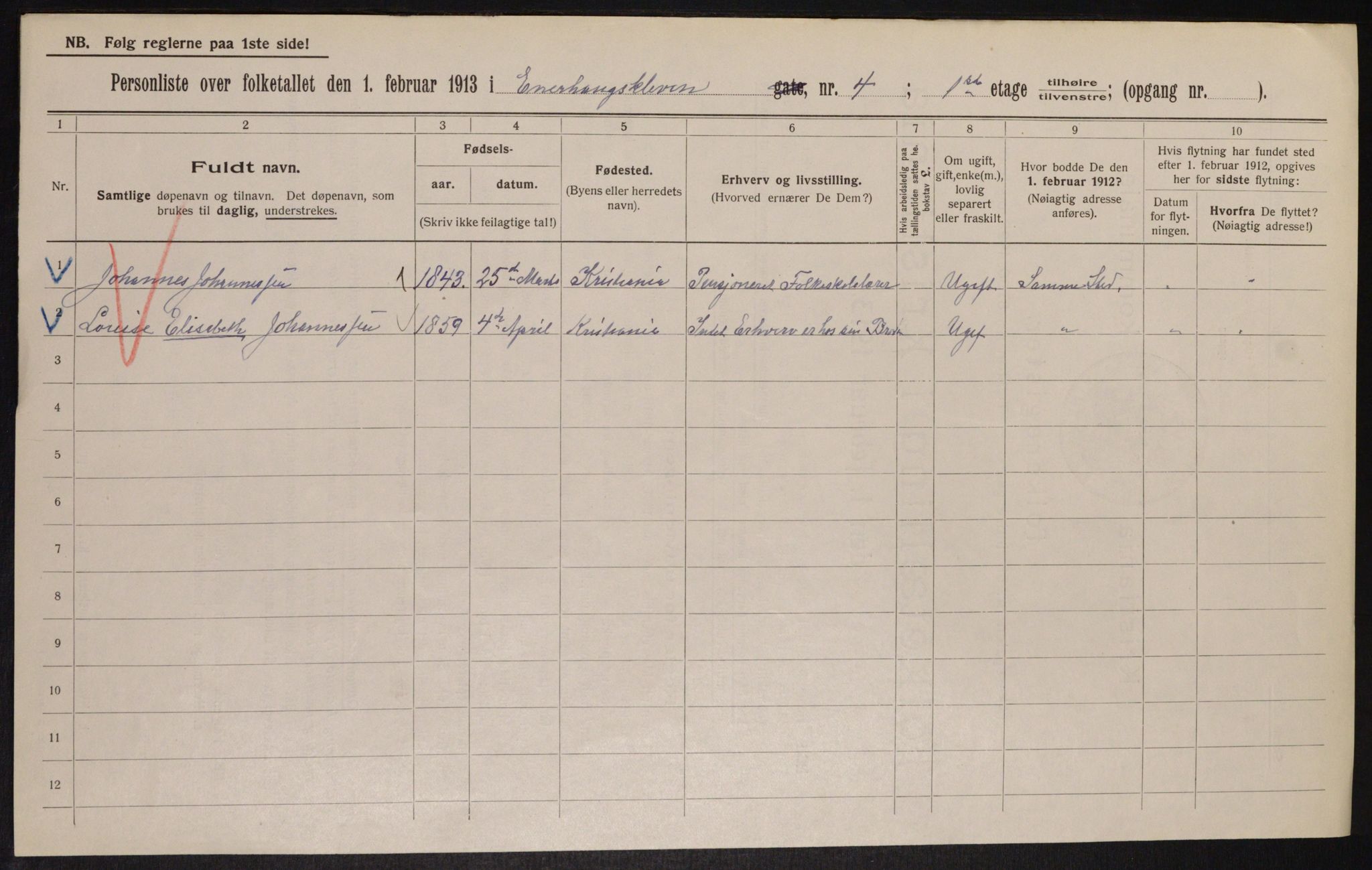 OBA, Municipal Census 1913 for Kristiania, 1913, p. 21809