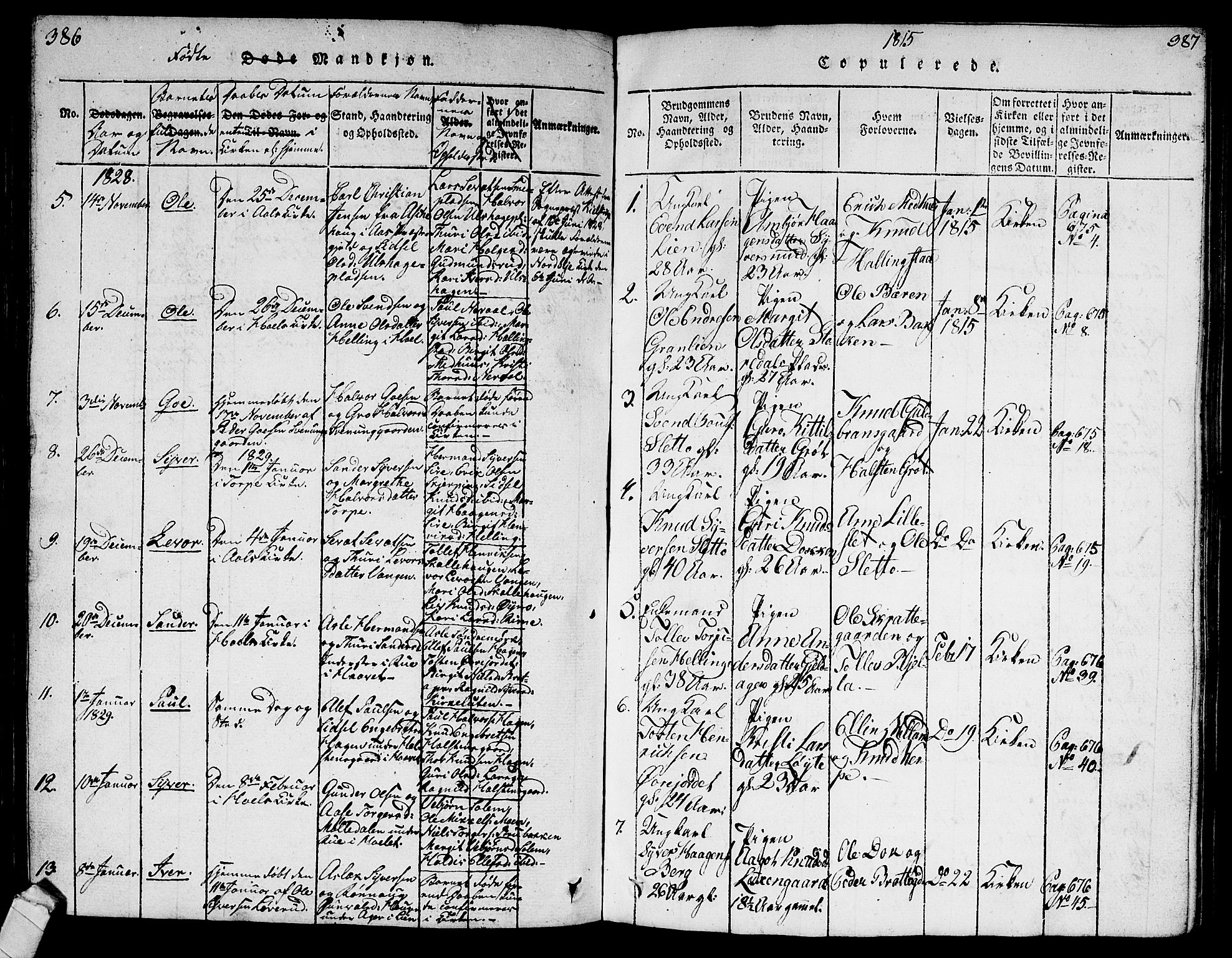 Ål kirkebøker, AV/SAKO-A-249/G/Ga/L0001: Parish register (copy) no. 1, 1815-1829, p. 386-387