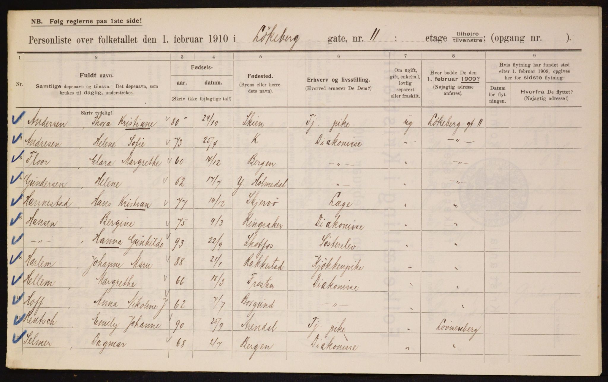 OBA, Municipal Census 1910 for Kristiania, 1910, p. 56595