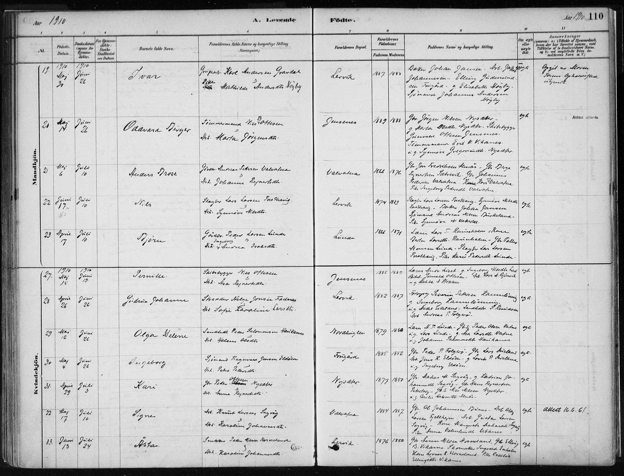 Stord sokneprestembete, AV/SAB-A-78201/H/Haa: Parish register (official) no. B 2, 1878-1913, p. 110