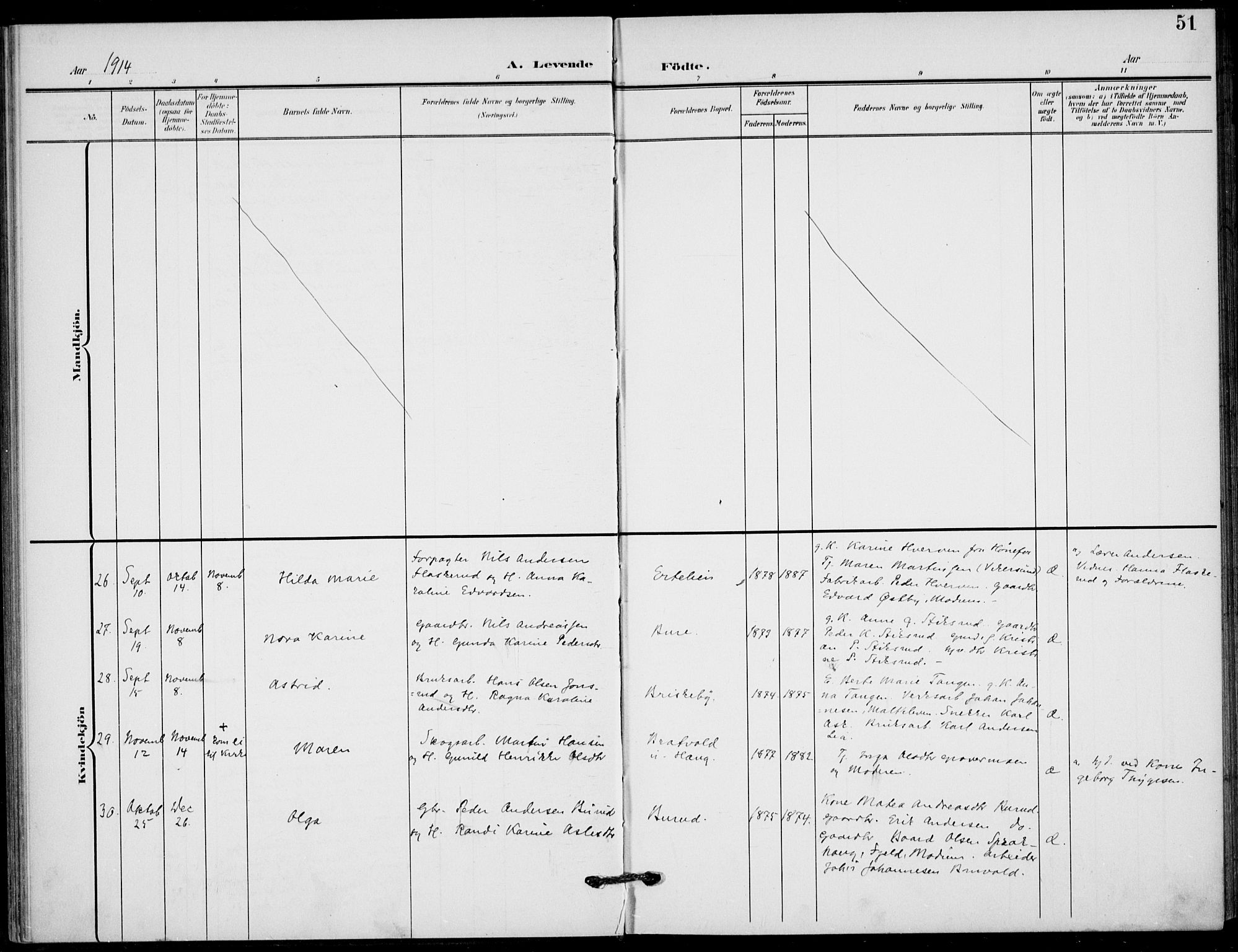 Hole kirkebøker, AV/SAKO-A-228/F/Fb/L0003: Parish register (official) no. II 3, 1906-1916, p. 51