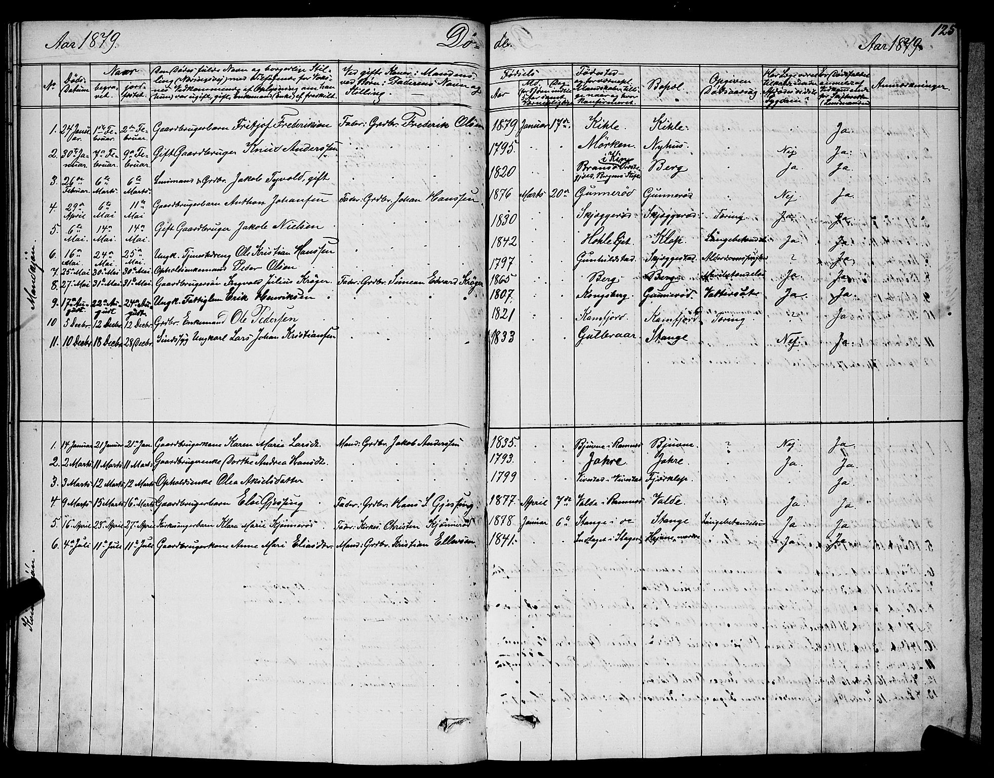 Ramnes kirkebøker, SAKO/A-314/G/Ga/L0003: Parish register (copy) no. I 3, 1870-1896, p. 125