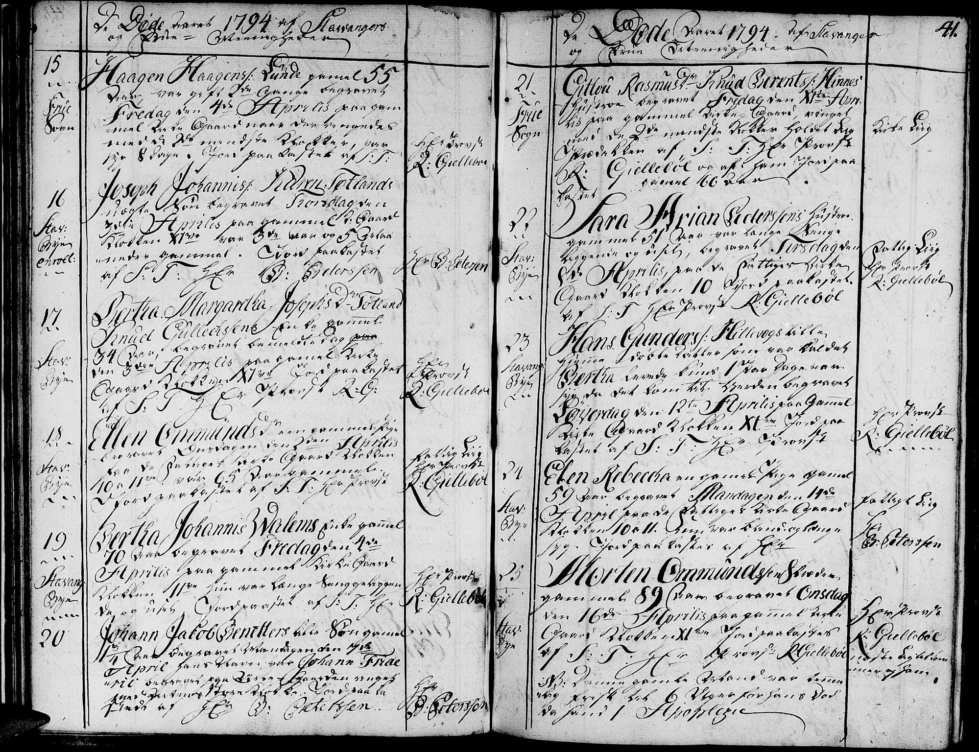 Domkirken sokneprestkontor, AV/SAST-A-101812/001/30/30BA/L0007: Parish register (official) no. A 7, 1789-1815, p. 41