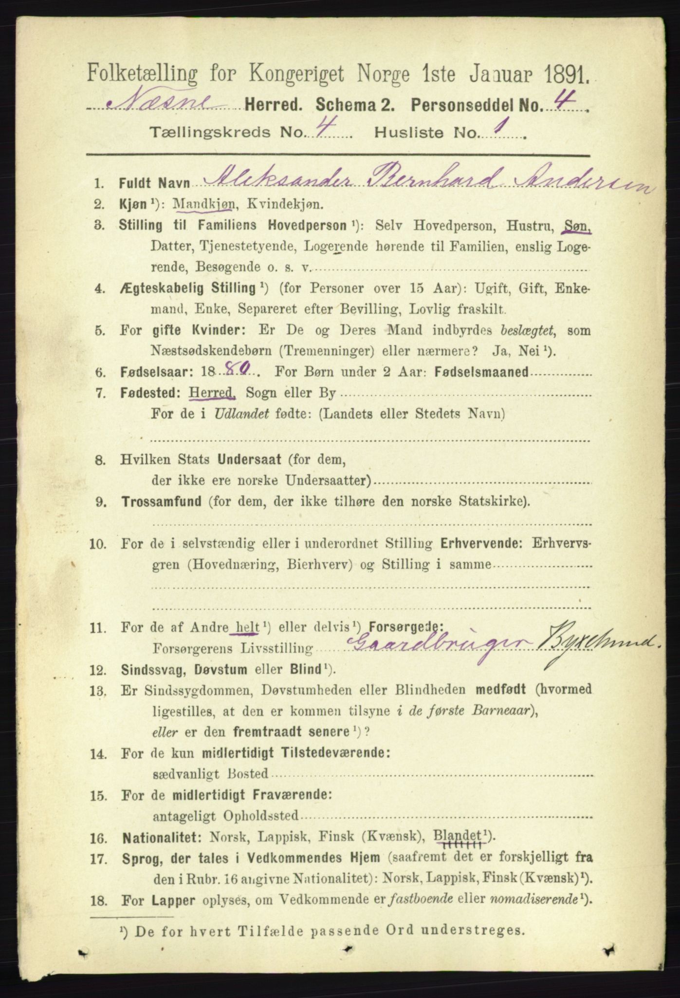 RA, 1891 census for 1828 Nesna, 1891, p. 2179