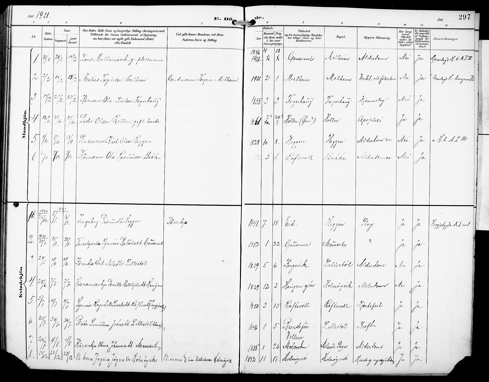 Hornindal sokneprestembete, AV/SAB-A-82401/H/Hab: Parish register (copy) no. A 2, 1894-1927, p. 297