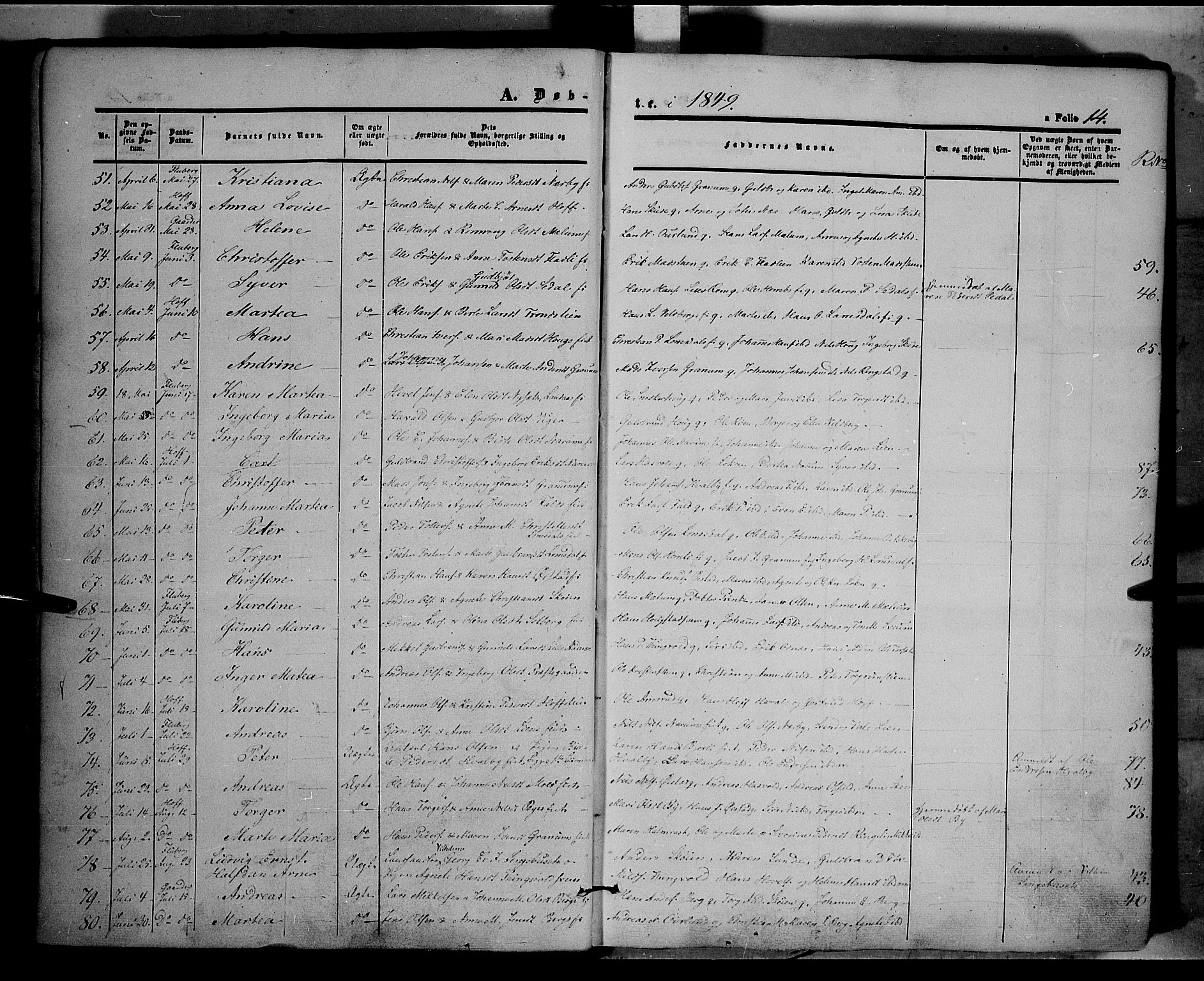 Land prestekontor, AV/SAH-PREST-120/H/Ha/Haa/L0009: Parish register (official) no. 9, 1847-1859, p. 14