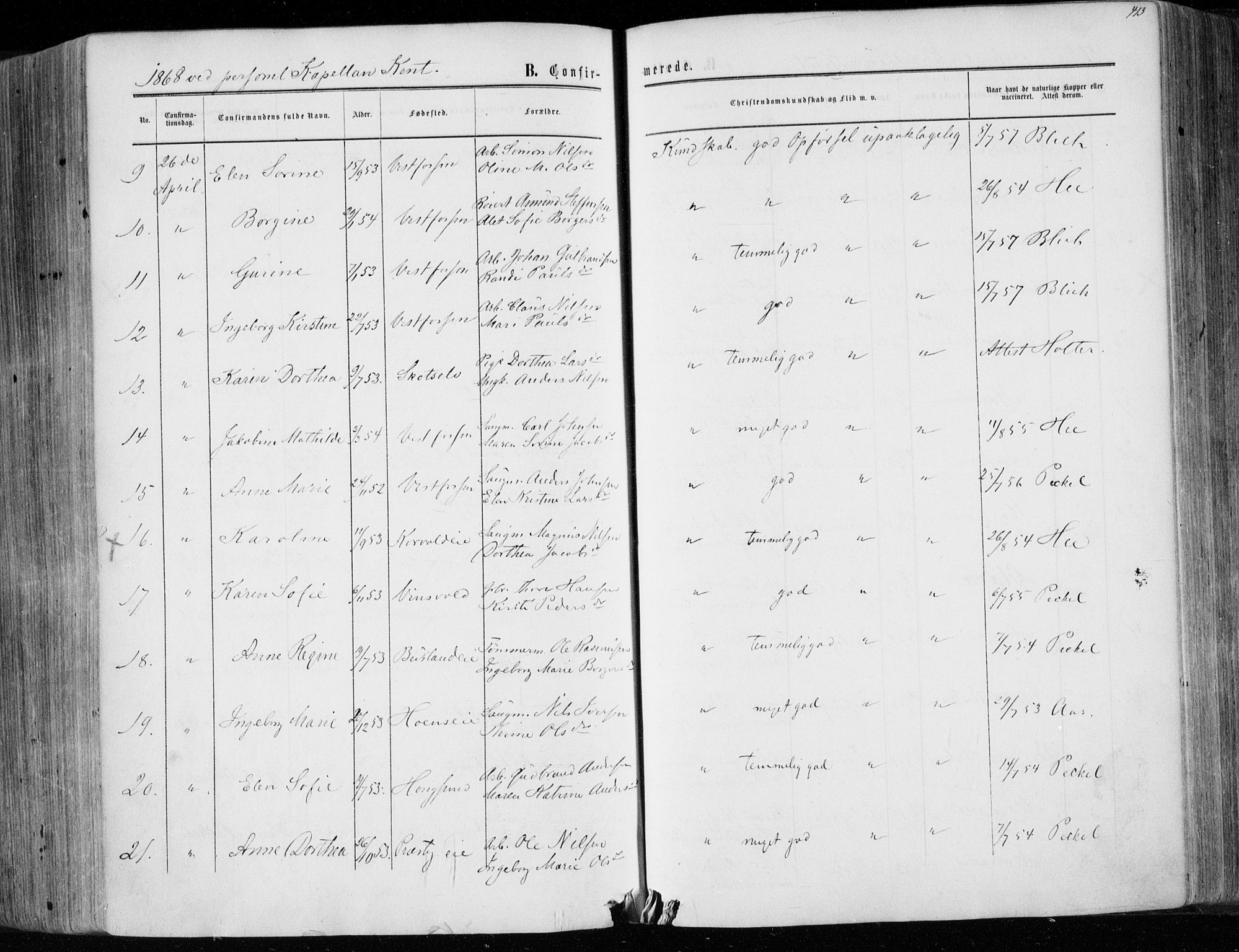 Eiker kirkebøker, AV/SAKO-A-4/F/Fa/L0016: Parish register (official) no. I 16, 1860-1868, p. 413