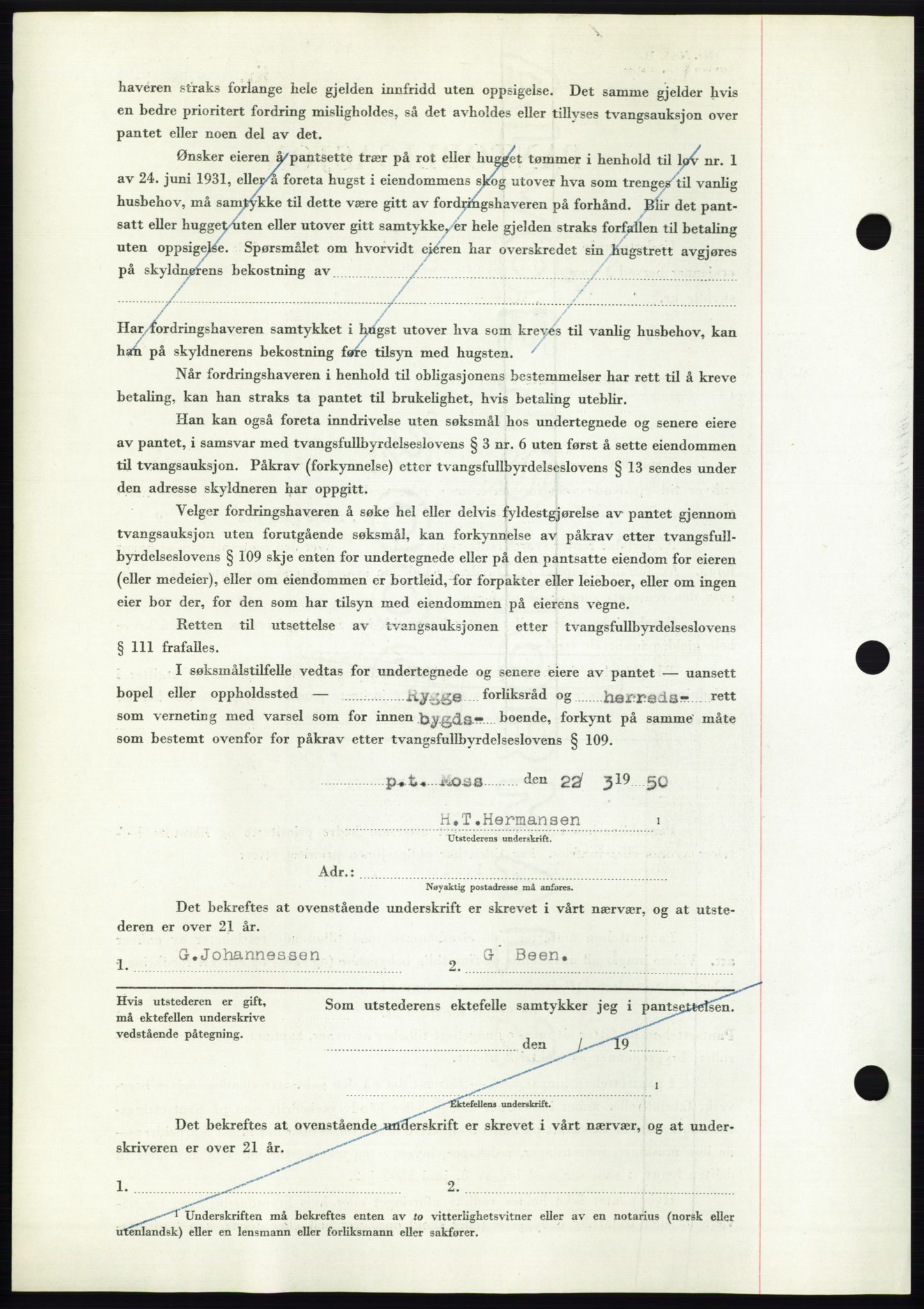 Moss sorenskriveri, AV/SAO-A-10168: Mortgage book no. B24, 1950-1950, Diary no: : 977/1950