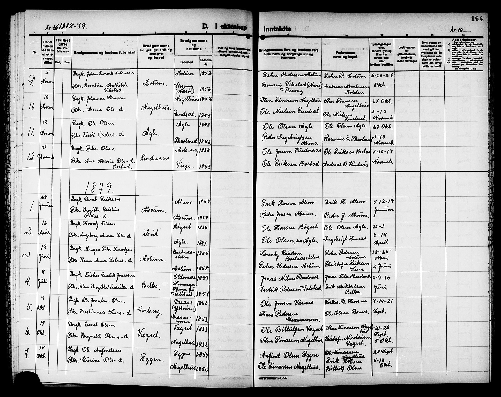 Ministerialprotokoller, klokkerbøker og fødselsregistre - Nord-Trøndelag, AV/SAT-A-1458/749/L0486: Parish register (official) no. 749D02, 1873-1887, p. 164