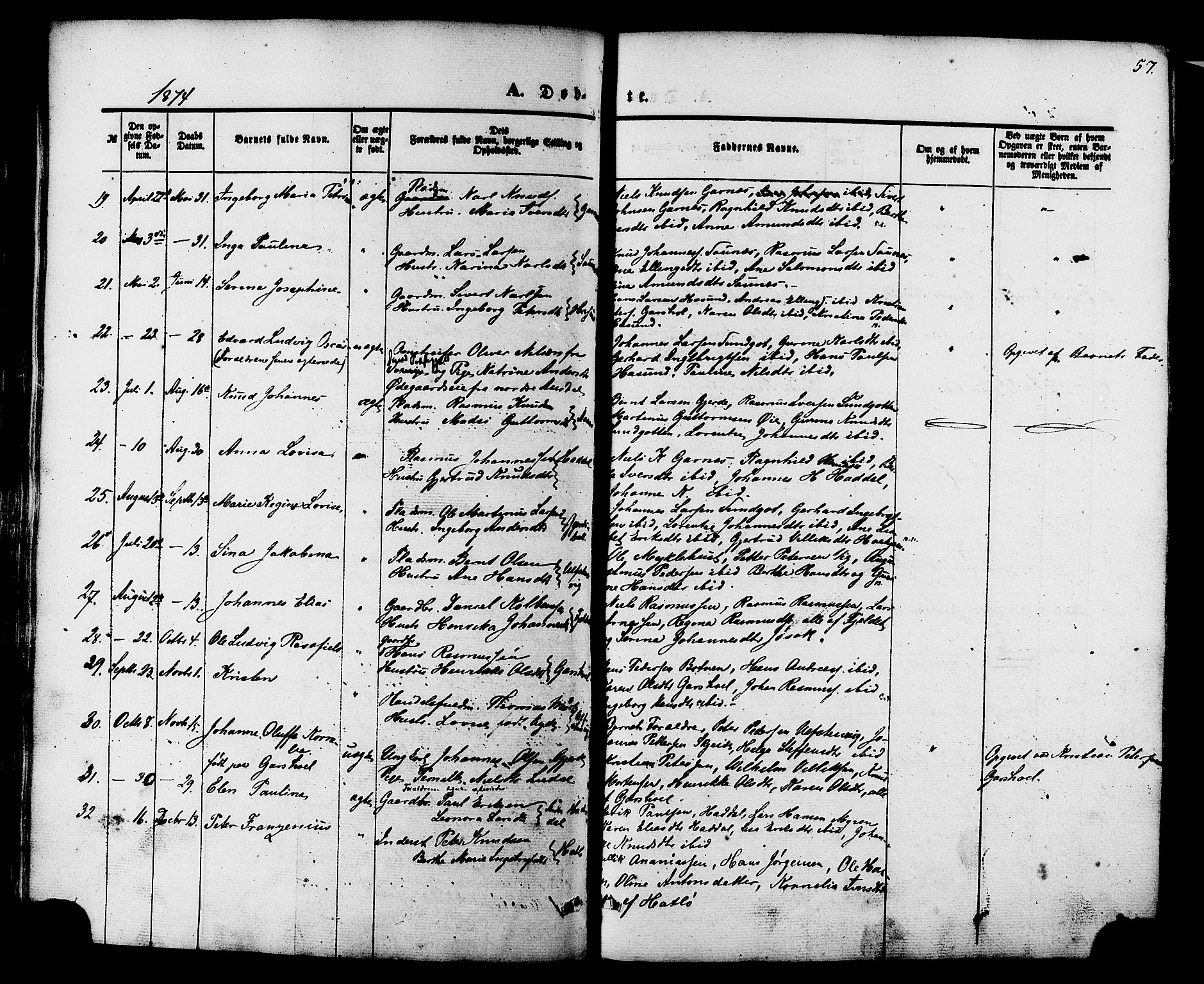 Ministerialprotokoller, klokkerbøker og fødselsregistre - Møre og Romsdal, SAT/A-1454/509/L0105: Parish register (official) no. 509A03, 1848-1882, p. 57