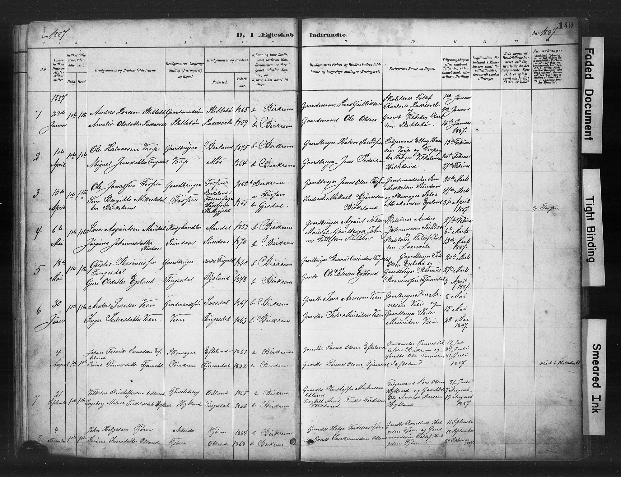 Helleland sokneprestkontor, AV/SAST-A-101810: Parish register (copy) no. B 5, 1887-1908, p. 149