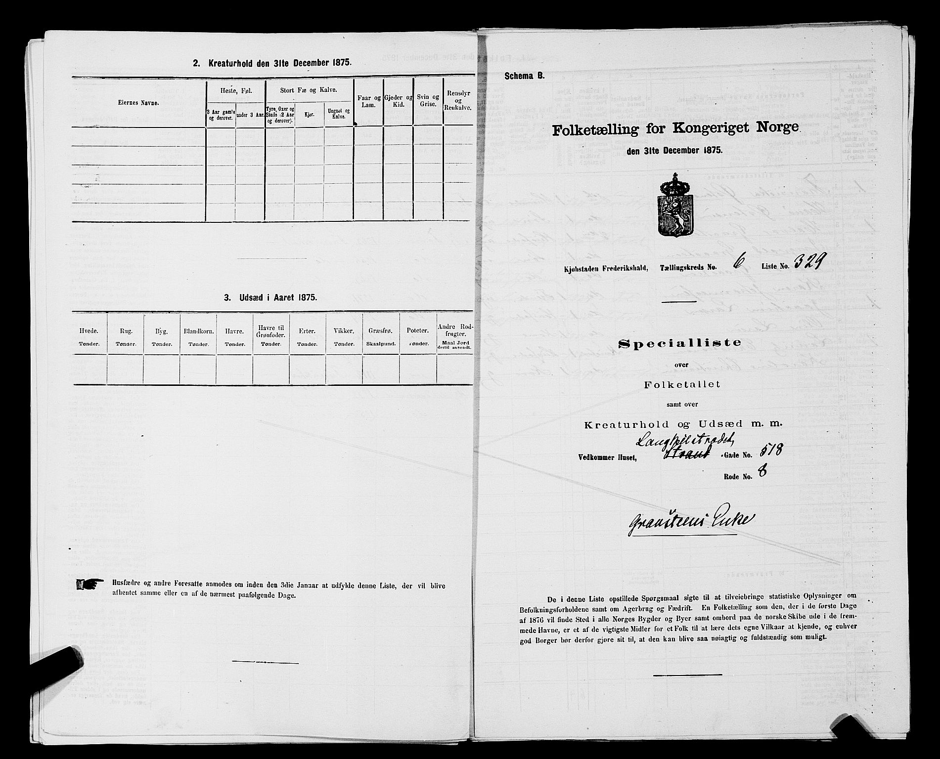 RA, 1875 census for 0101P Fredrikshald, 1875, p. 597