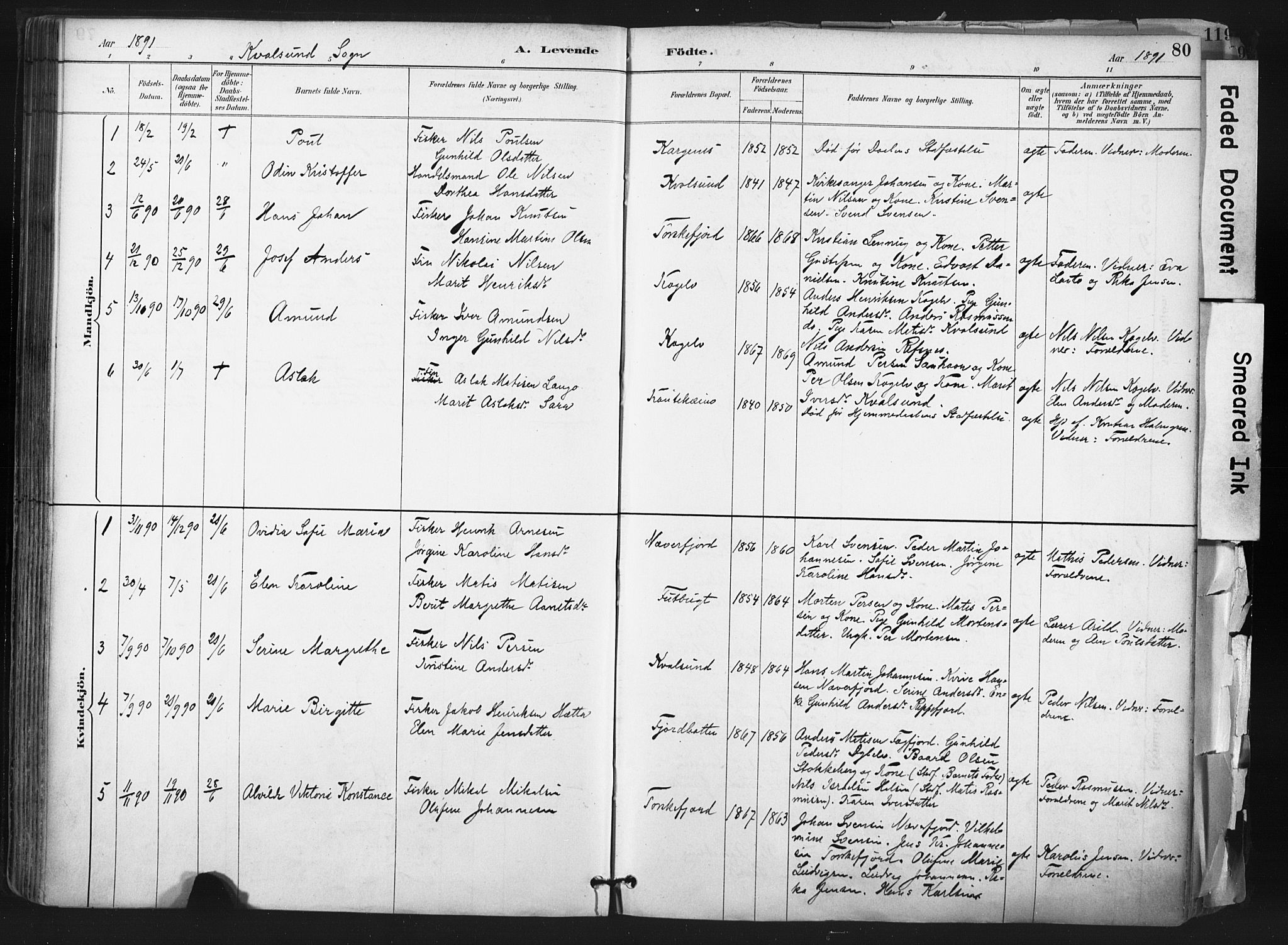 Hammerfest sokneprestkontor, SATØ/S-1347: Parish register (official) no. 11 /2, 1885-1897, p. 80