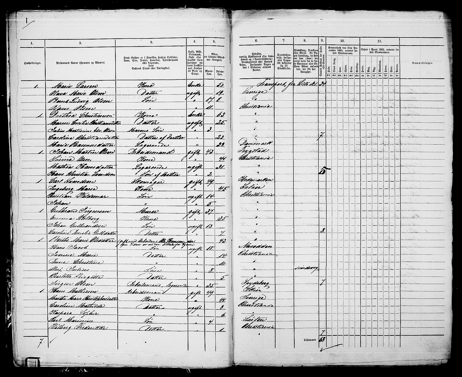 RA, 1865 census for Kristiania, 1865, p. 4430