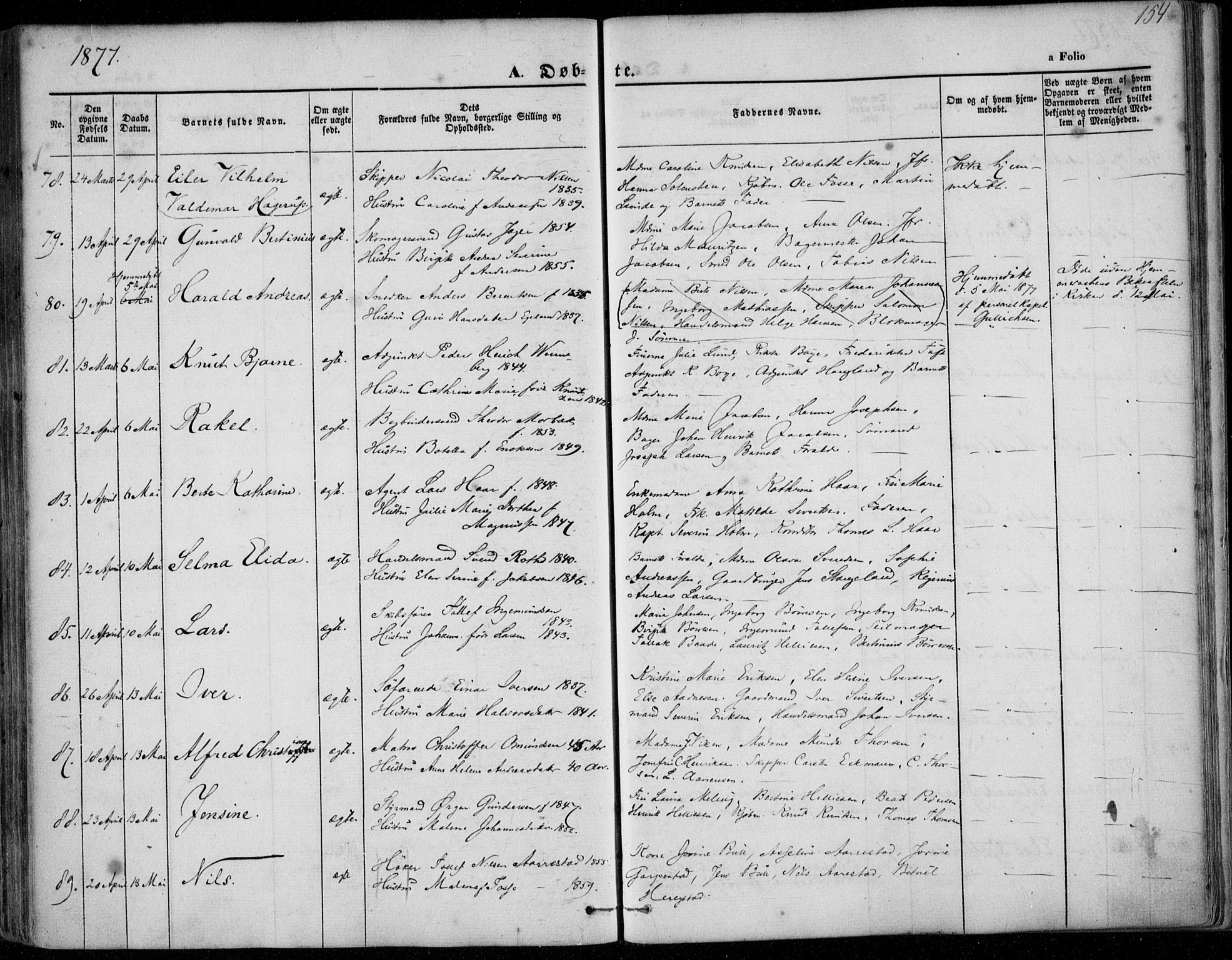 Domkirken sokneprestkontor, AV/SAST-A-101812/001/30/30BA/L0022: Parish register (official) no. A 21, 1868-1877, p. 154