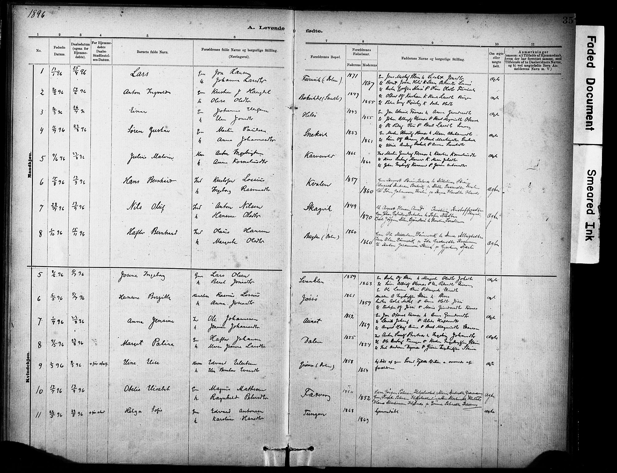 Ministerialprotokoller, klokkerbøker og fødselsregistre - Sør-Trøndelag, SAT/A-1456/635/L0551: Parish register (official) no. 635A01, 1882-1899, p. 35
