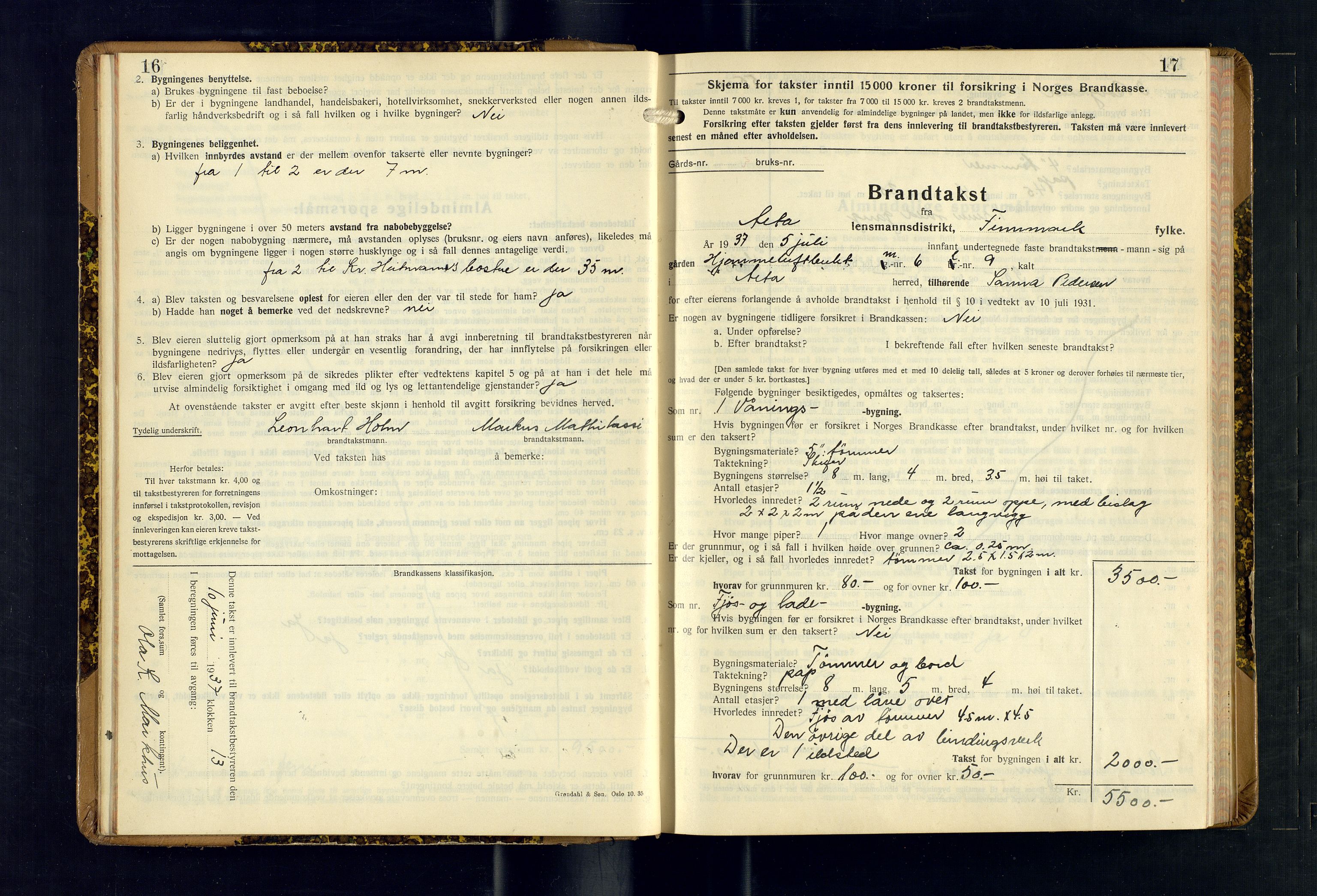 Alta lensmannskontor, AV/SATØ-S-1165/O/Ob/L0178: Branntakstprotokoll, 1937-1940, p. 16-17