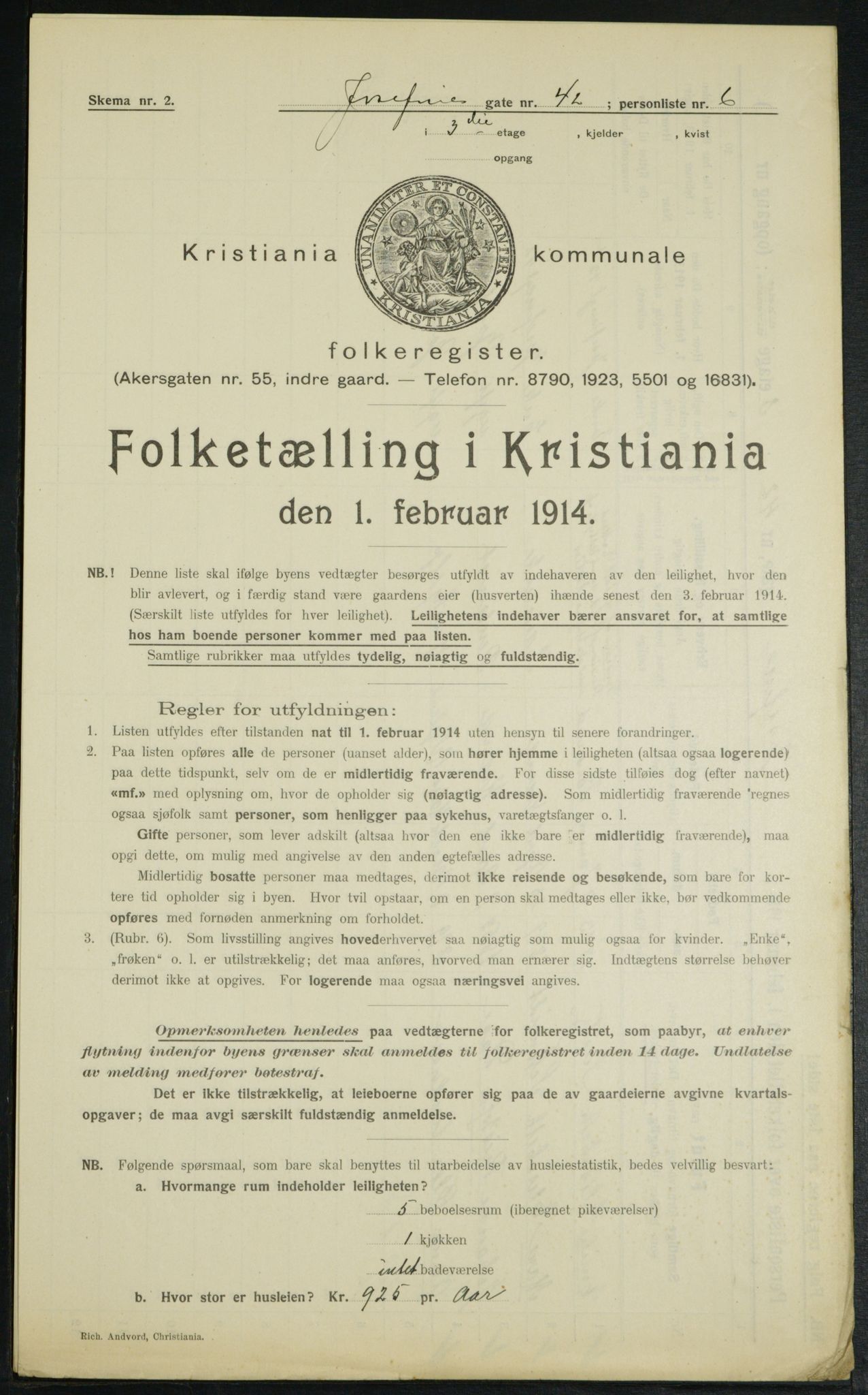 OBA, Municipal Census 1914 for Kristiania, 1914, p. 47587