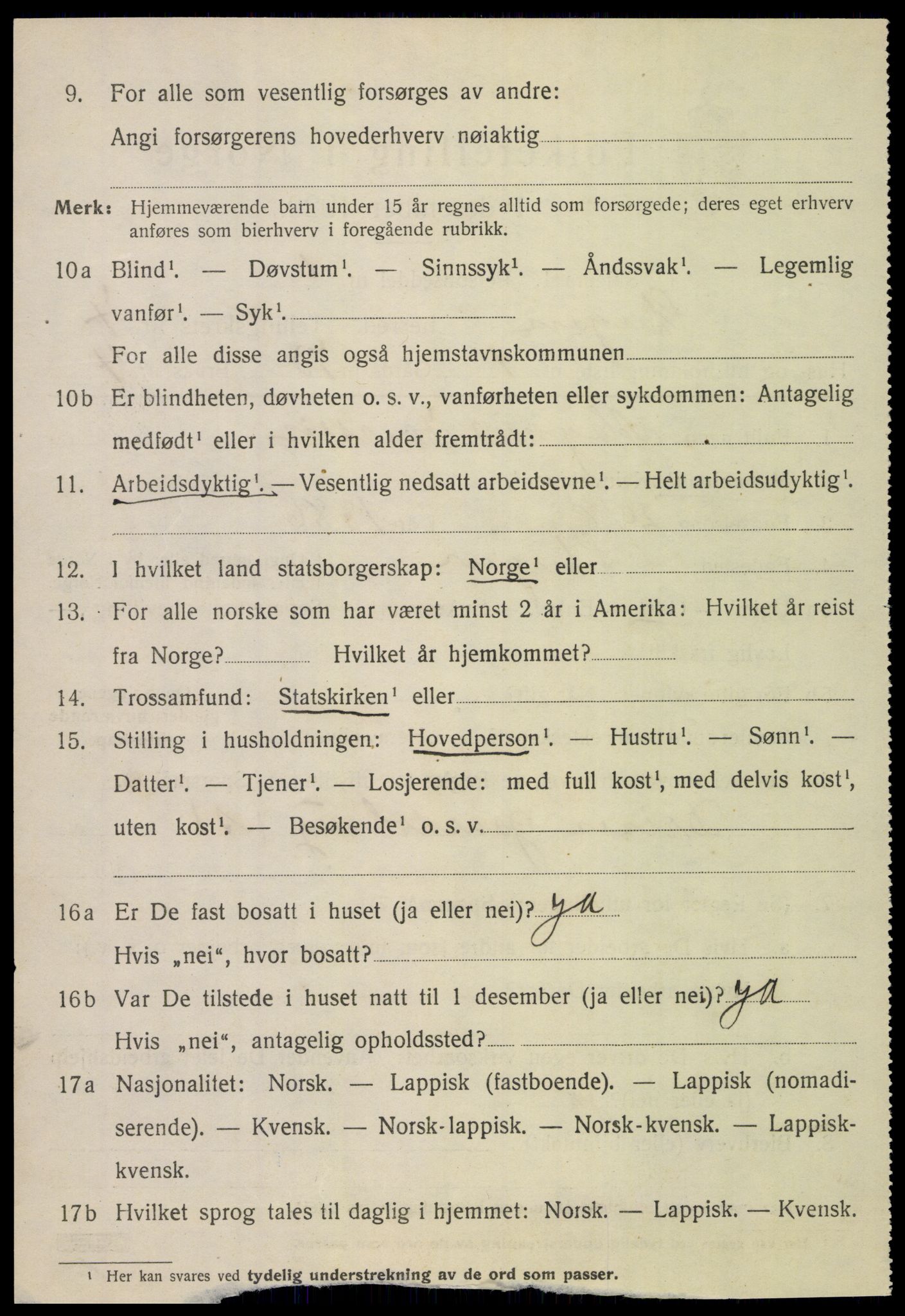 SAT, 1920 census for Steigen, 1920, p. 2749