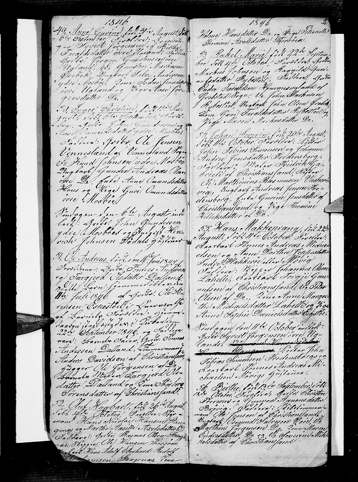 Oddernes sokneprestkontor, AV/SAK-1111-0033/F/Fb/Fba/L0005: Parish register (copy) no. B 5, 1846-1859, p. 2