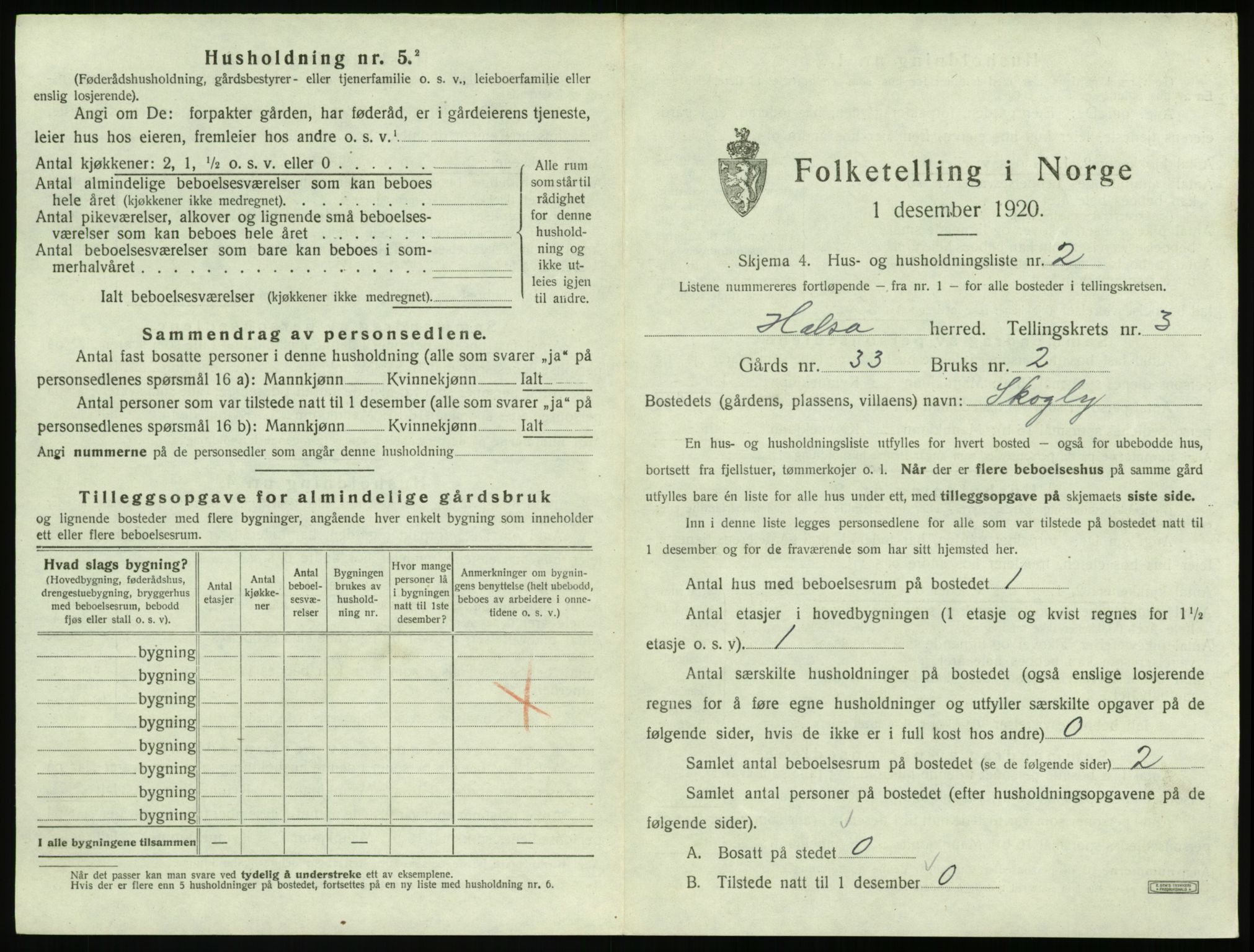 SAT, 1920 census for Halsa, 1920, p. 146