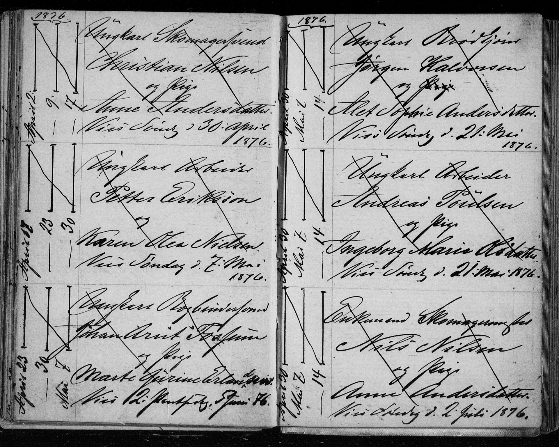 Bragernes kirkebøker, AV/SAKO-A-6/H/Ha/L0006: Banns register no. 6, 1873-1896