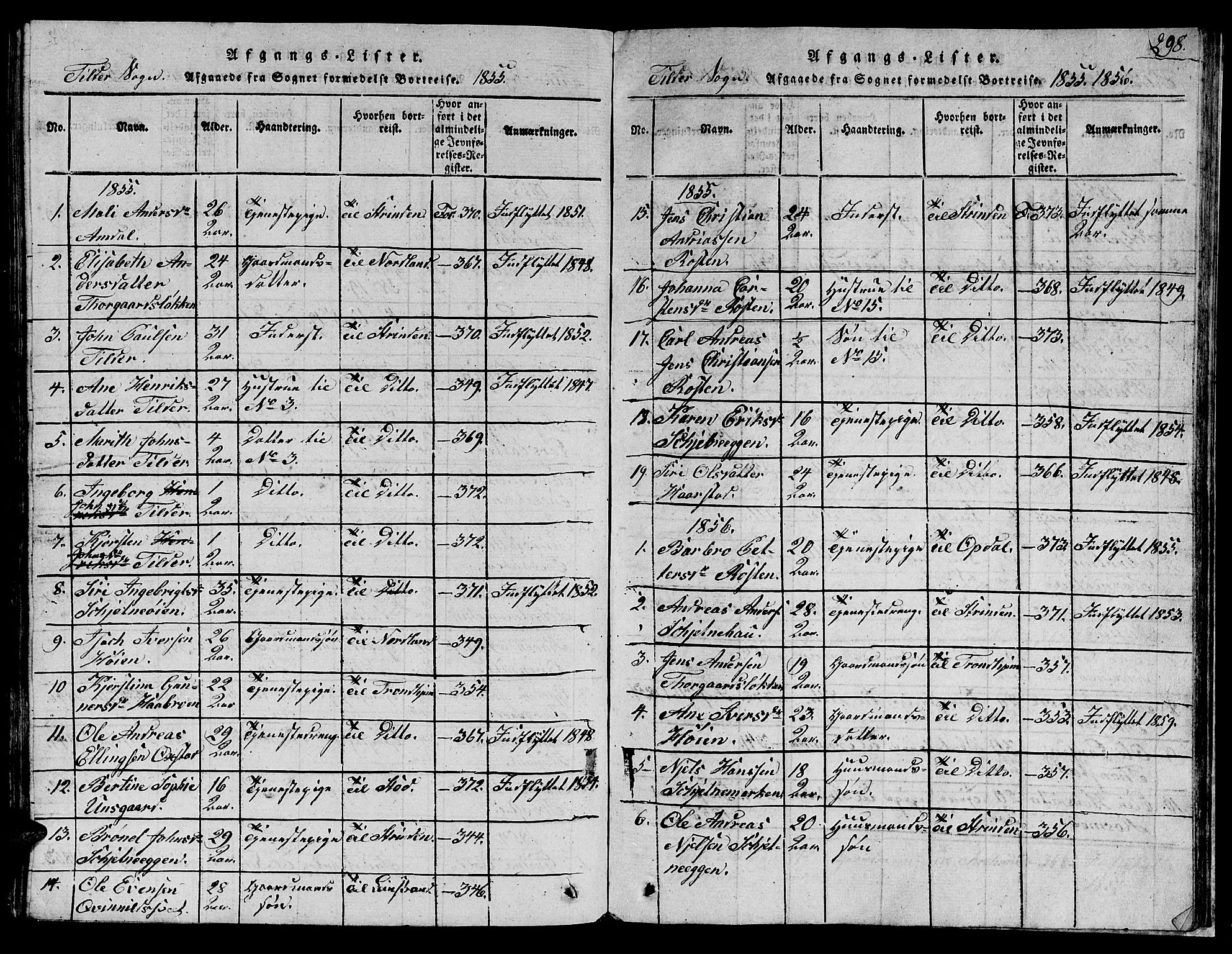 Ministerialprotokoller, klokkerbøker og fødselsregistre - Sør-Trøndelag, SAT/A-1456/621/L0458: Parish register (copy) no. 621C01, 1816-1865, p. 298