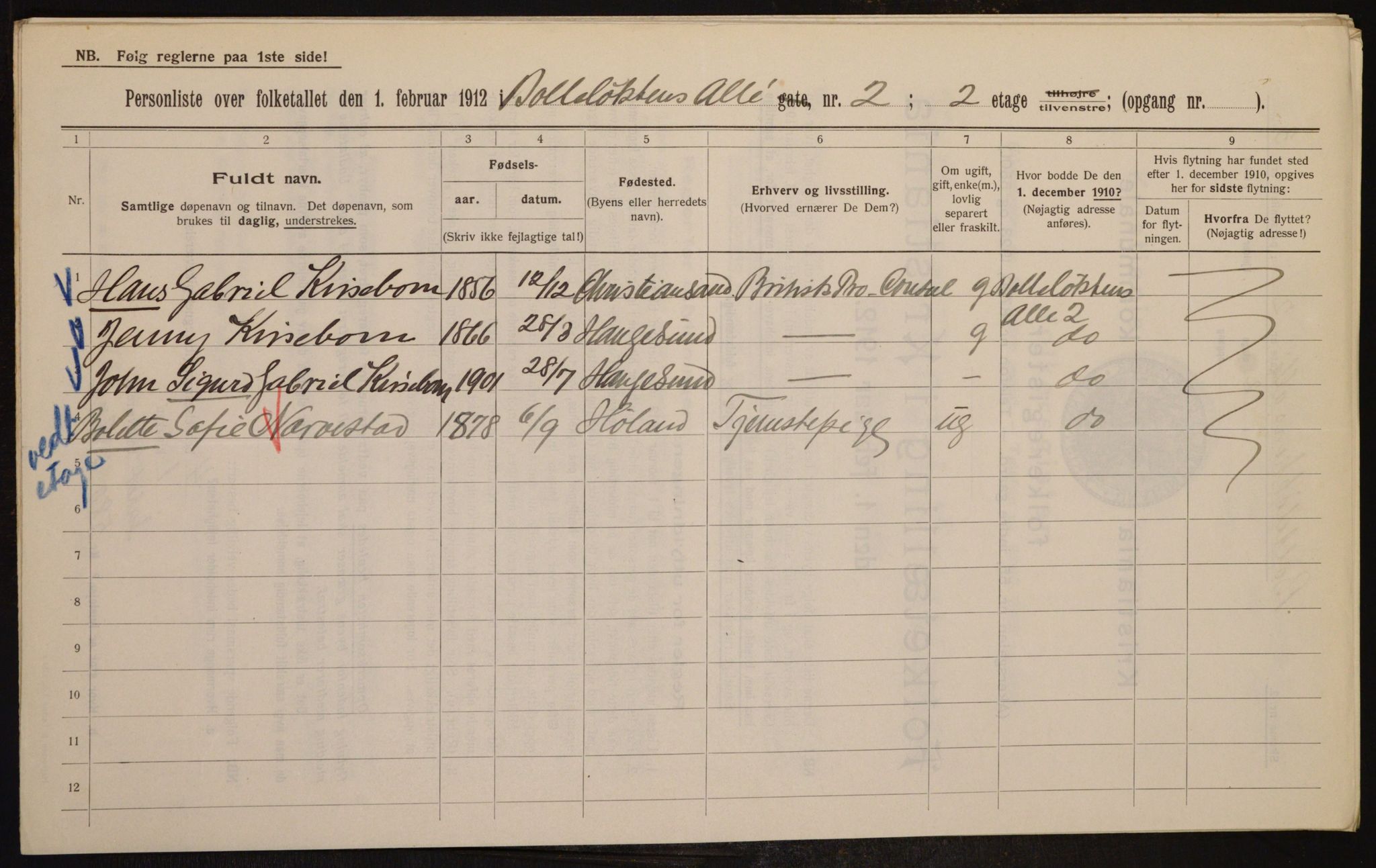 OBA, Municipal Census 1912 for Kristiania, 1912, p. 7473