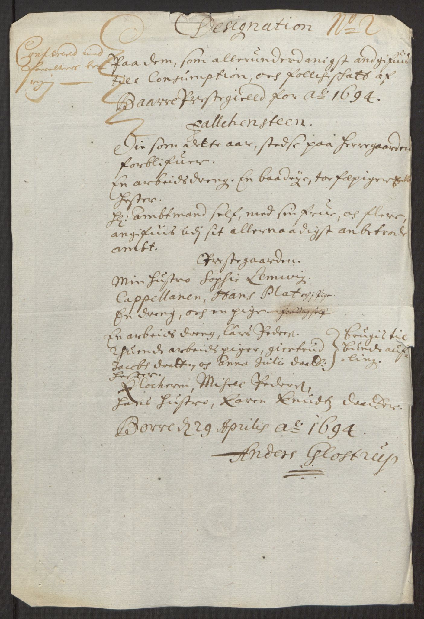 Rentekammeret inntil 1814, Reviderte regnskaper, Fogderegnskap, AV/RA-EA-4092/R32/L1867: Fogderegnskap Jarlsberg grevskap, 1694-1696, p. 26