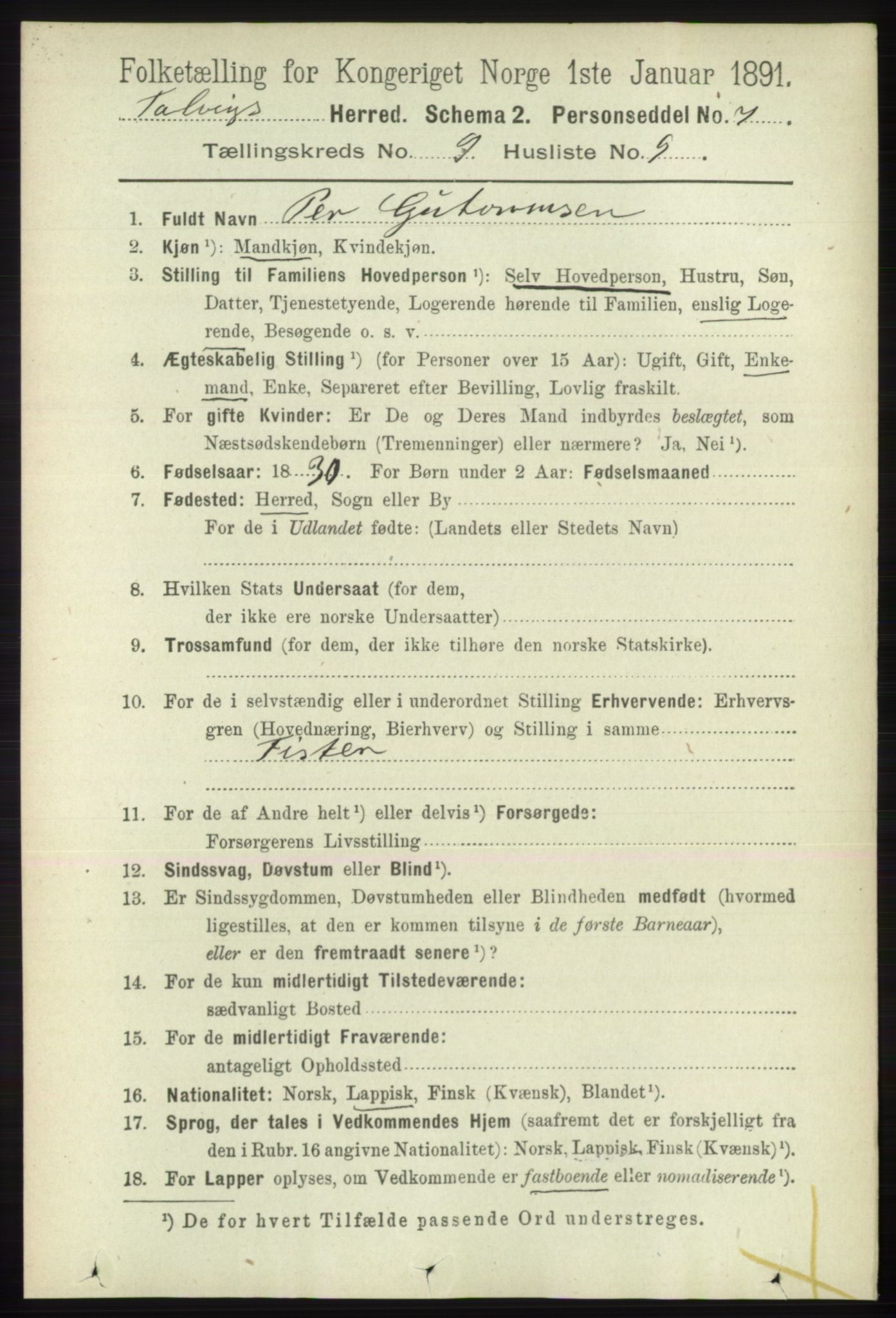 RA, 1891 census for 2013 Talvik, 1891, p. 2223