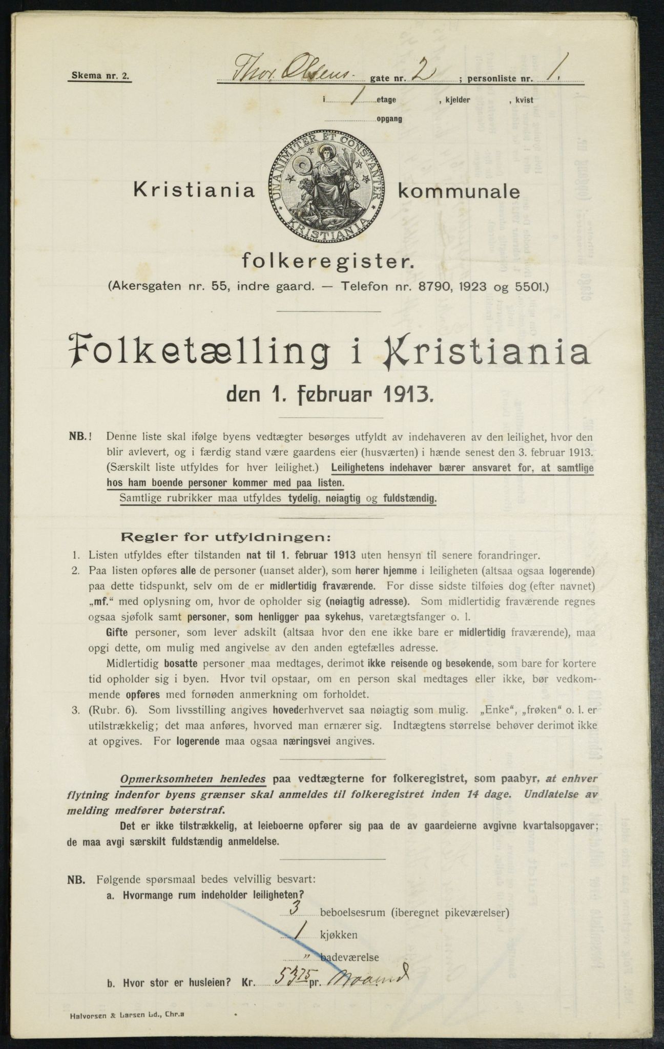 OBA, Municipal Census 1913 for Kristiania, 1913, p. 109287