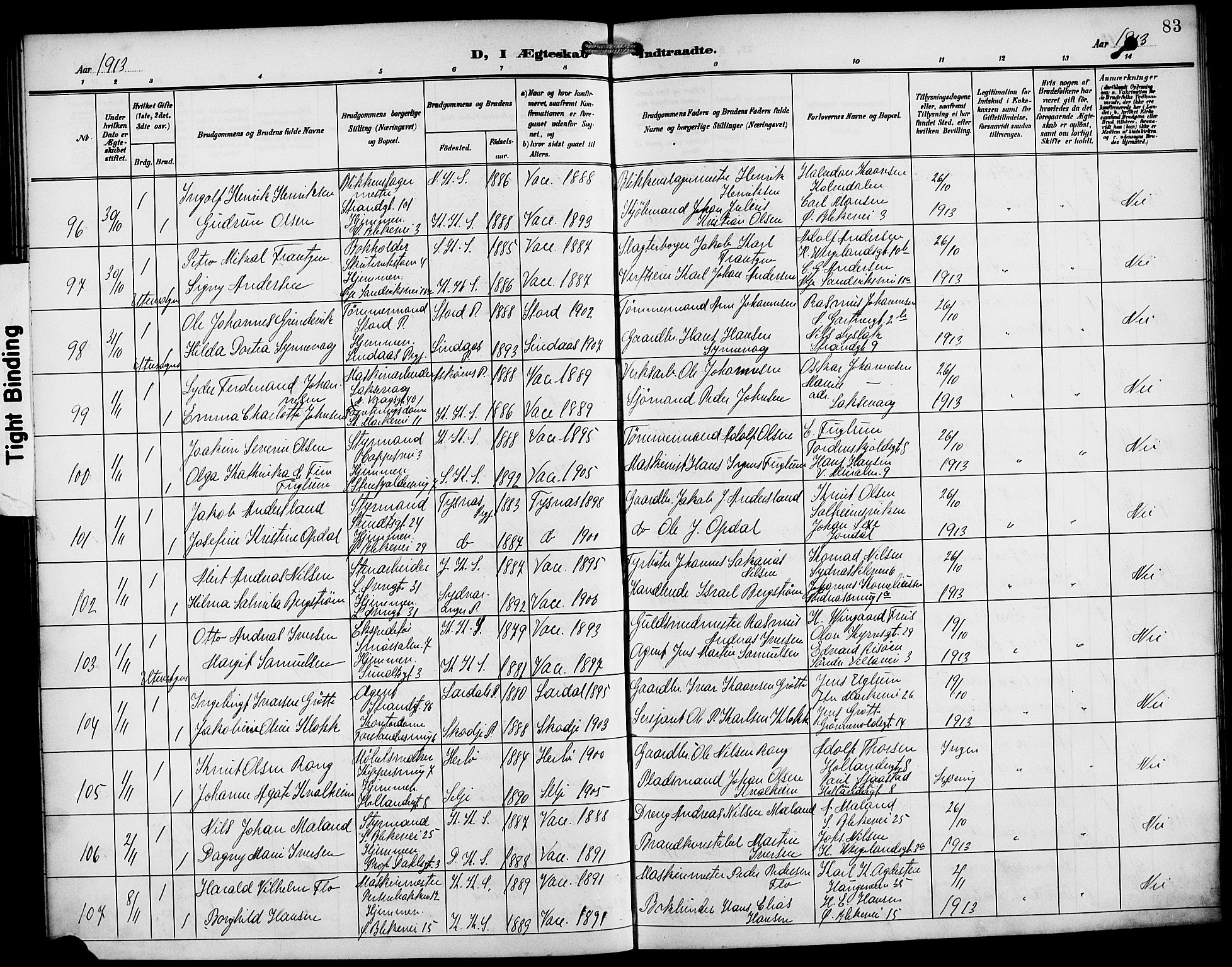 Korskirken sokneprestembete, AV/SAB-A-76101/H/Hab: Parish register (copy) no. D 4, 1906-1925, p. 83