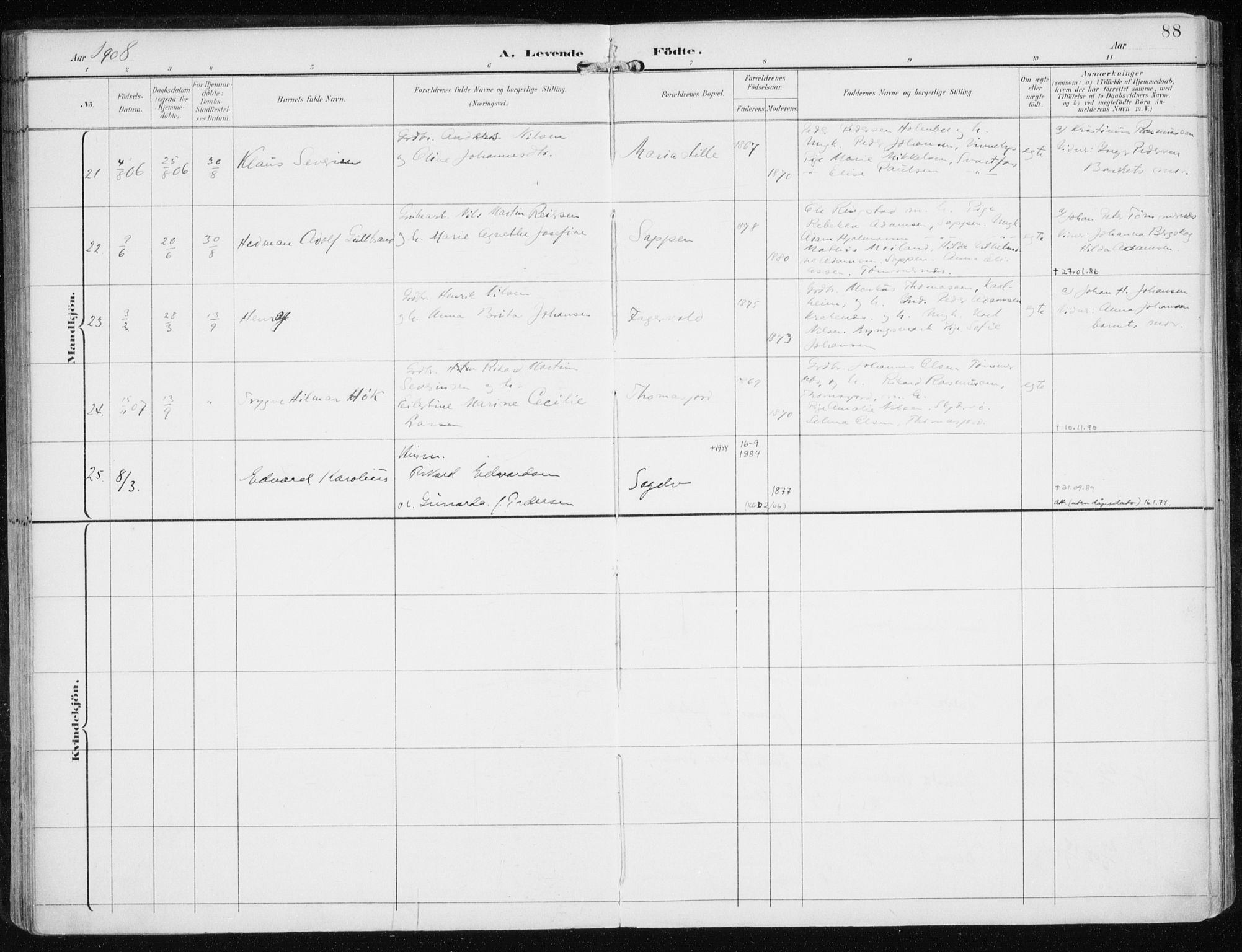 Skjervøy sokneprestkontor, AV/SATØ-S-1300/H/Ha/Haa/L0017kirke: Parish register (official) no. 17, 1895-1911, p. 88