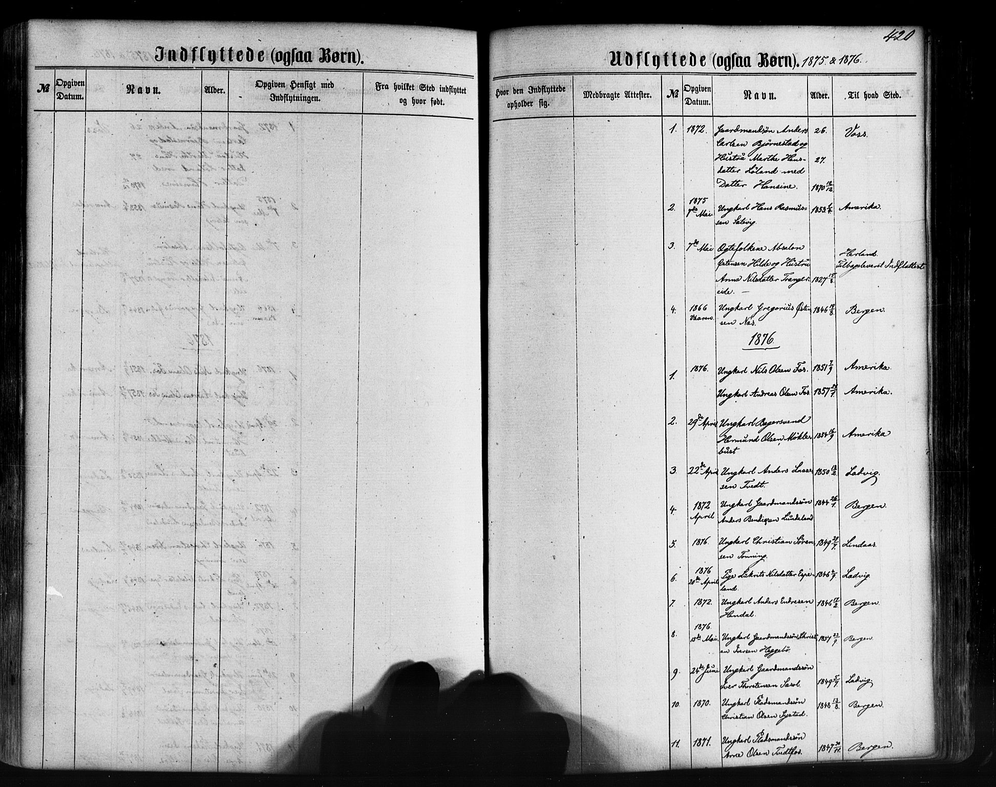Hyllestad sokneprestembete, SAB/A-80401: Parish register (official) no. A 1, 1861-1886, p. 420