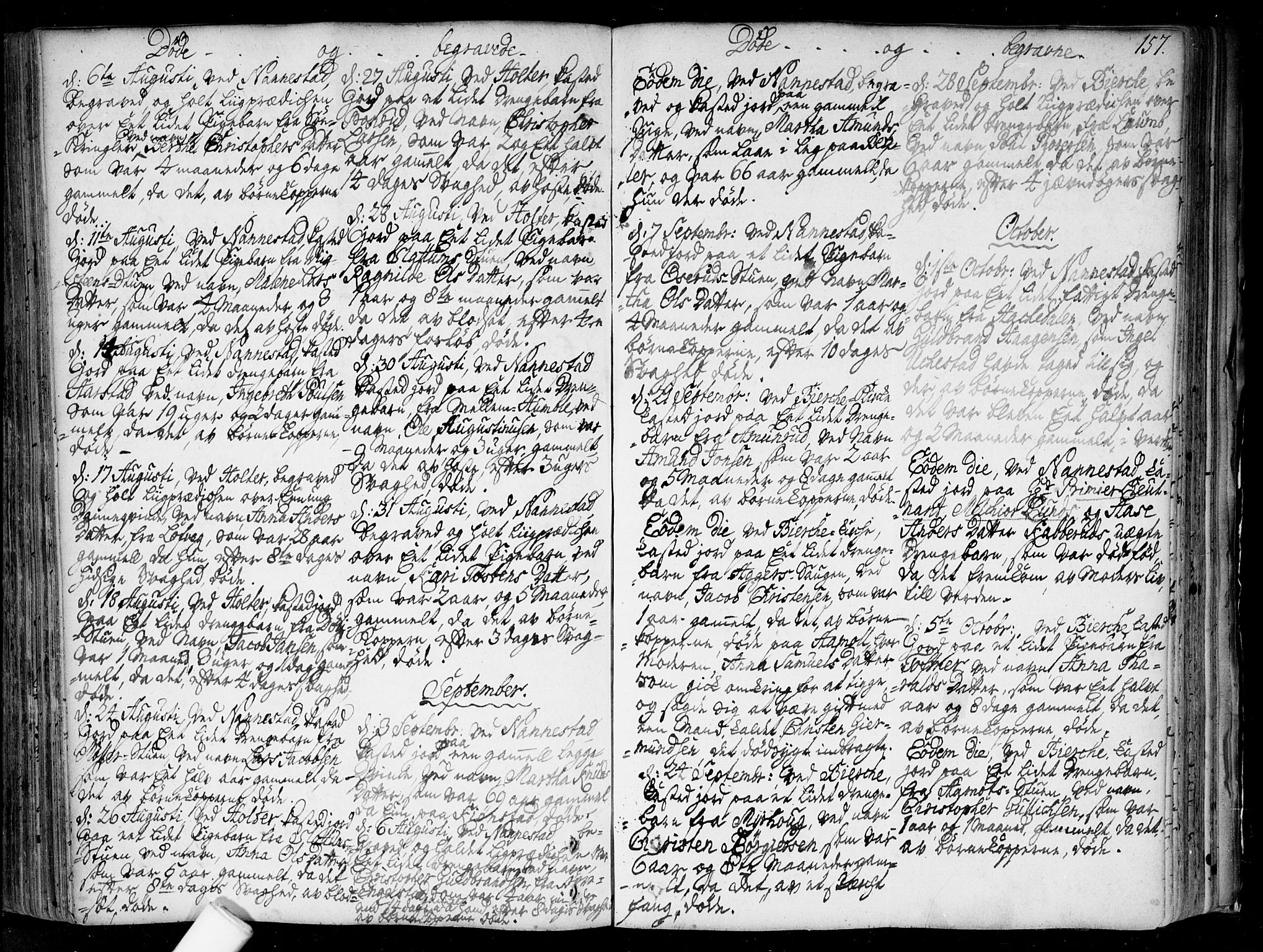 Nannestad prestekontor Kirkebøker, SAO/A-10414a/F/Fa/L0006: Parish register (official) no. I 6, 1739-1754, p. 157