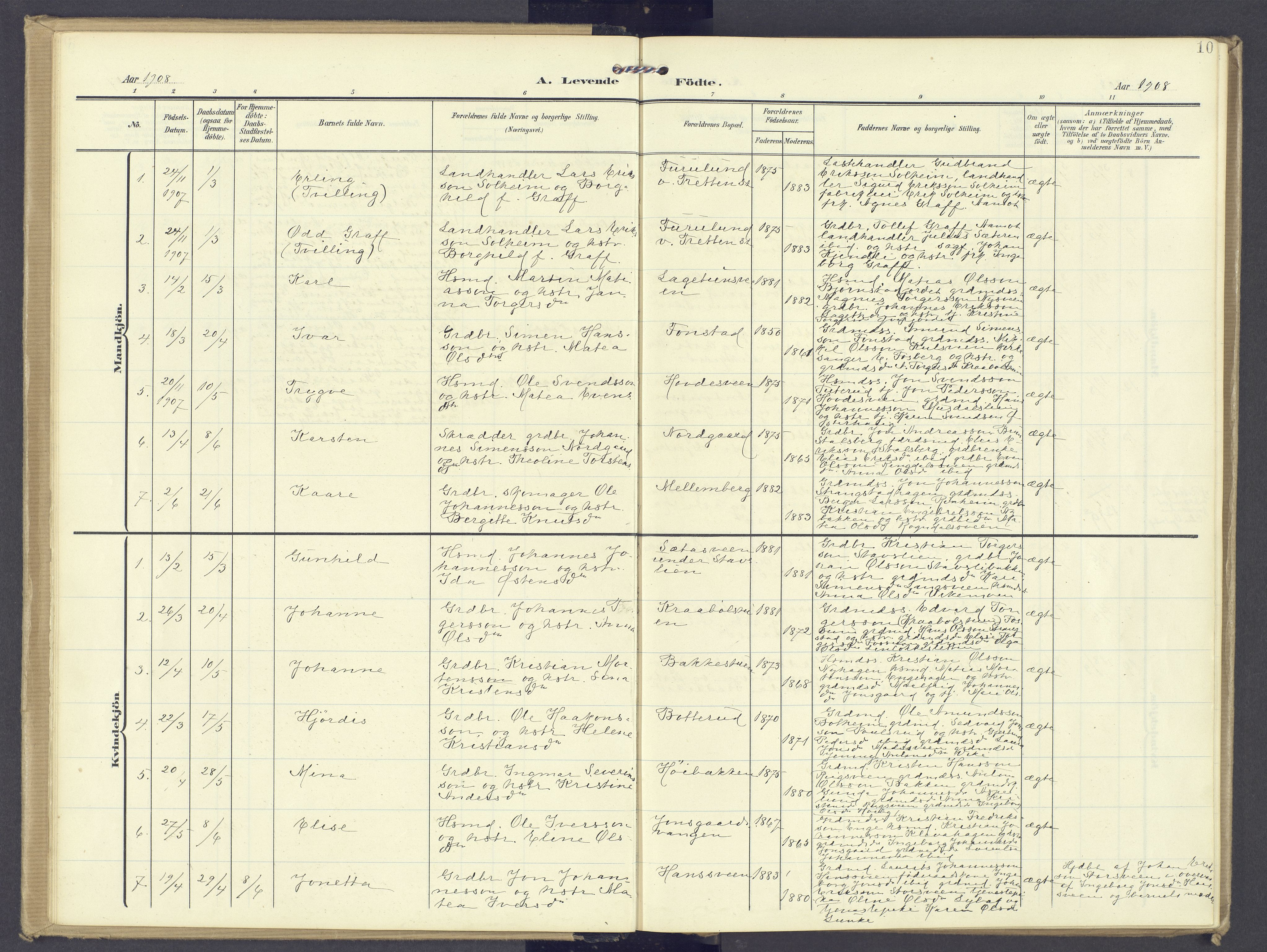 Øyer prestekontor, SAH/PREST-084/H/Ha/Haa/L0013: Parish register (official) no. 13, 1905-1920, p. 10