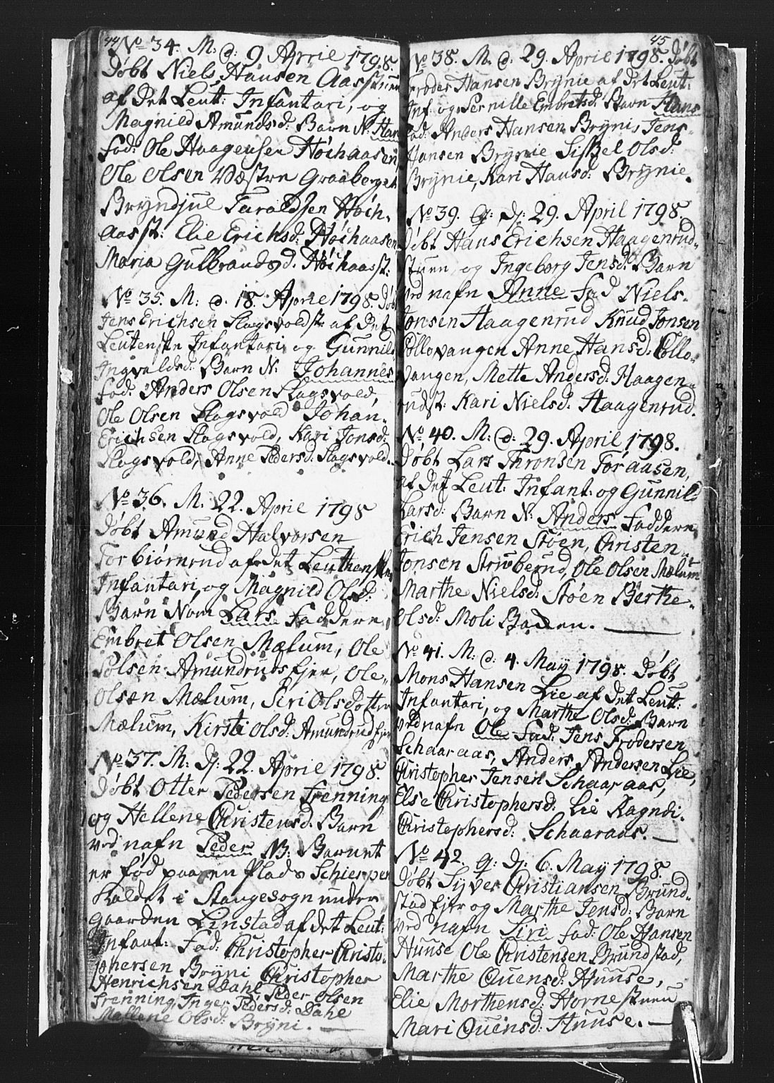 Romedal prestekontor, AV/SAH-PREST-004/L/L0002: Parish register (copy) no. 2, 1795-1800, p. 44-45