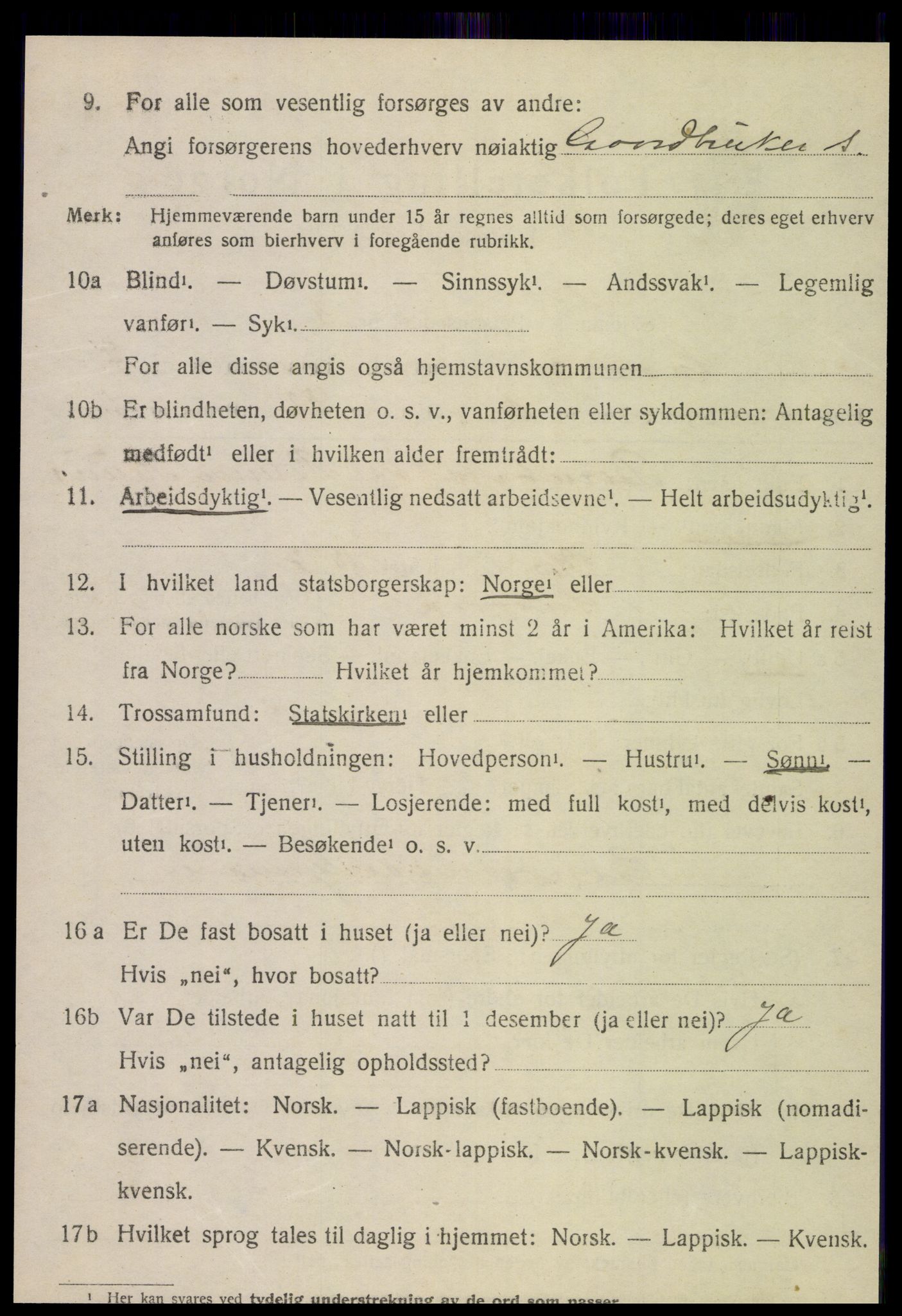 SAT, 1920 census for Snåsa, 1920, p. 2939