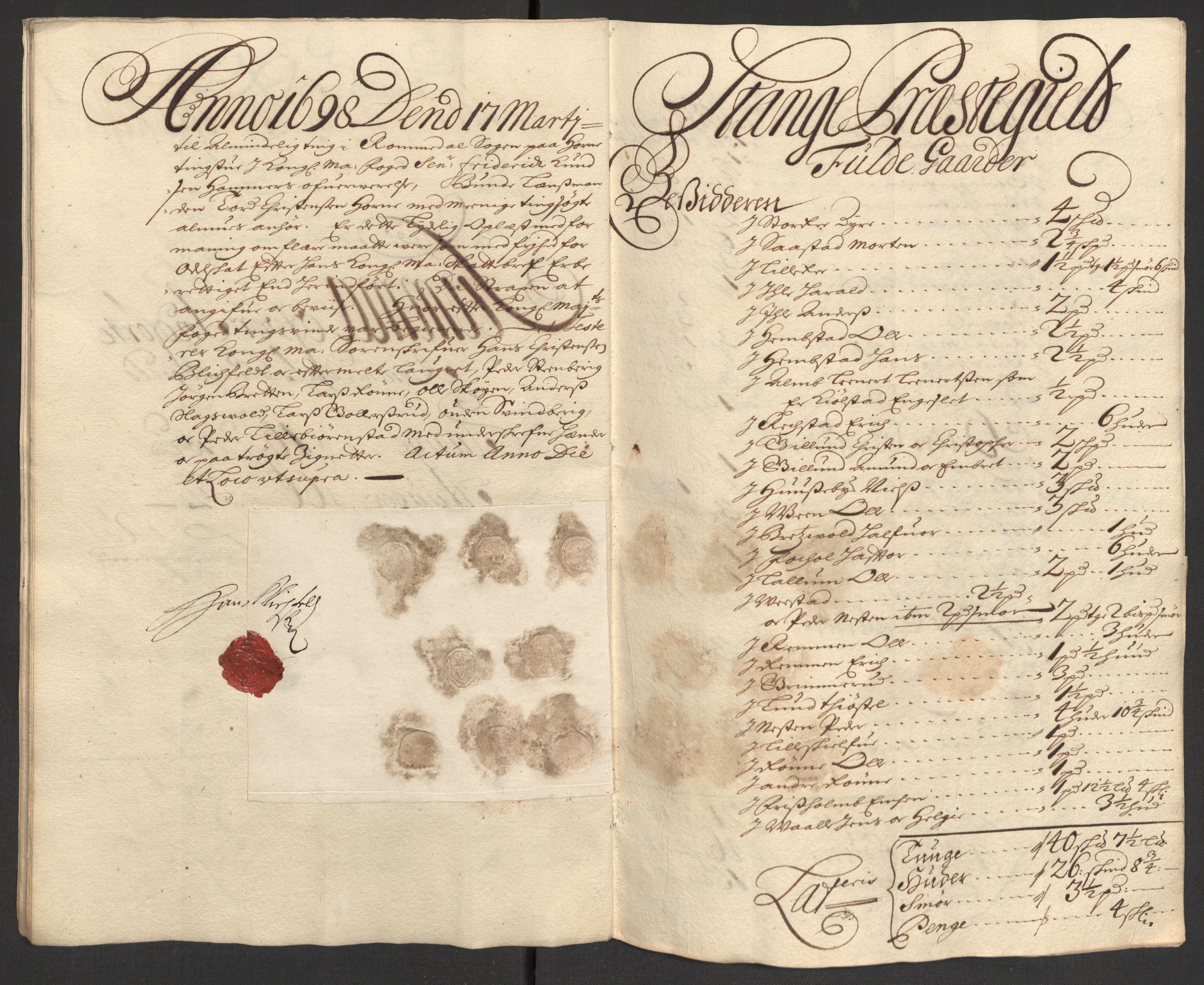 Rentekammeret inntil 1814, Reviderte regnskaper, Fogderegnskap, RA/EA-4092/R16/L1037: Fogderegnskap Hedmark, 1697-1698, p. 452
