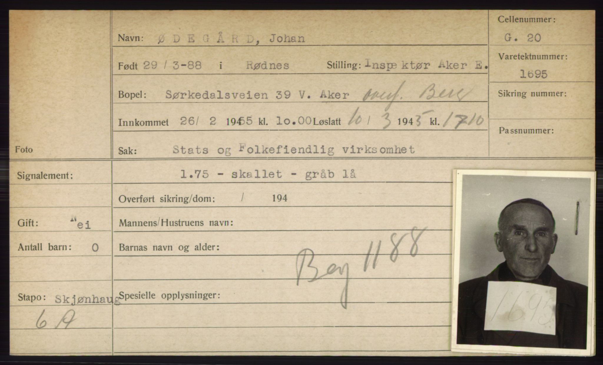 Statspolitiet - Hovedkontoret / Osloavdelingen, AV/RA-S-1329/C/Ck/Cke/L0005: Fangeregister; etternavn S - Å, 1941-1945, p. 693