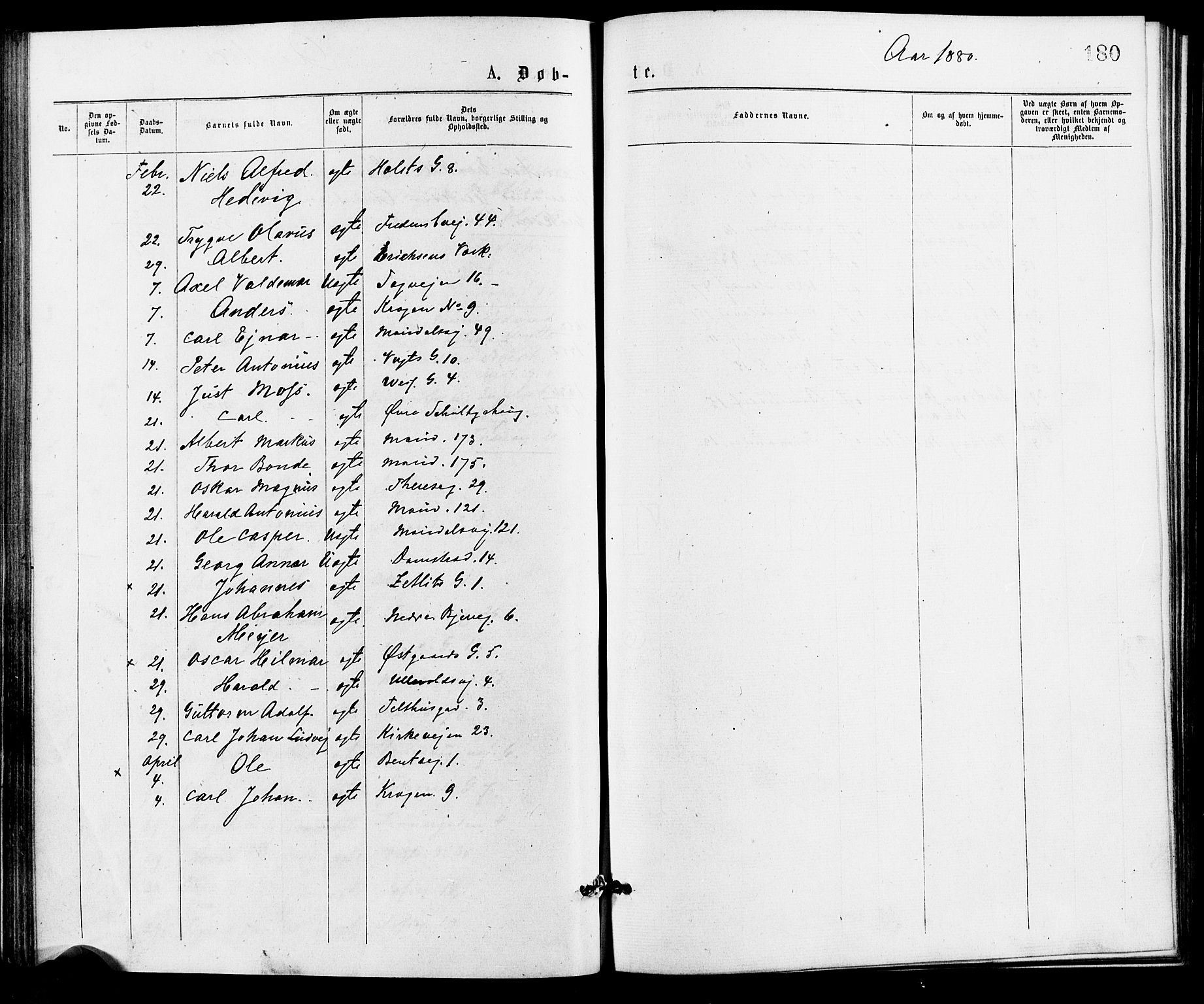 Gamle Aker prestekontor Kirkebøker, AV/SAO-A-10617a/G/L0004: Parish register (copy) no. 4, 1875-1879, p. 180