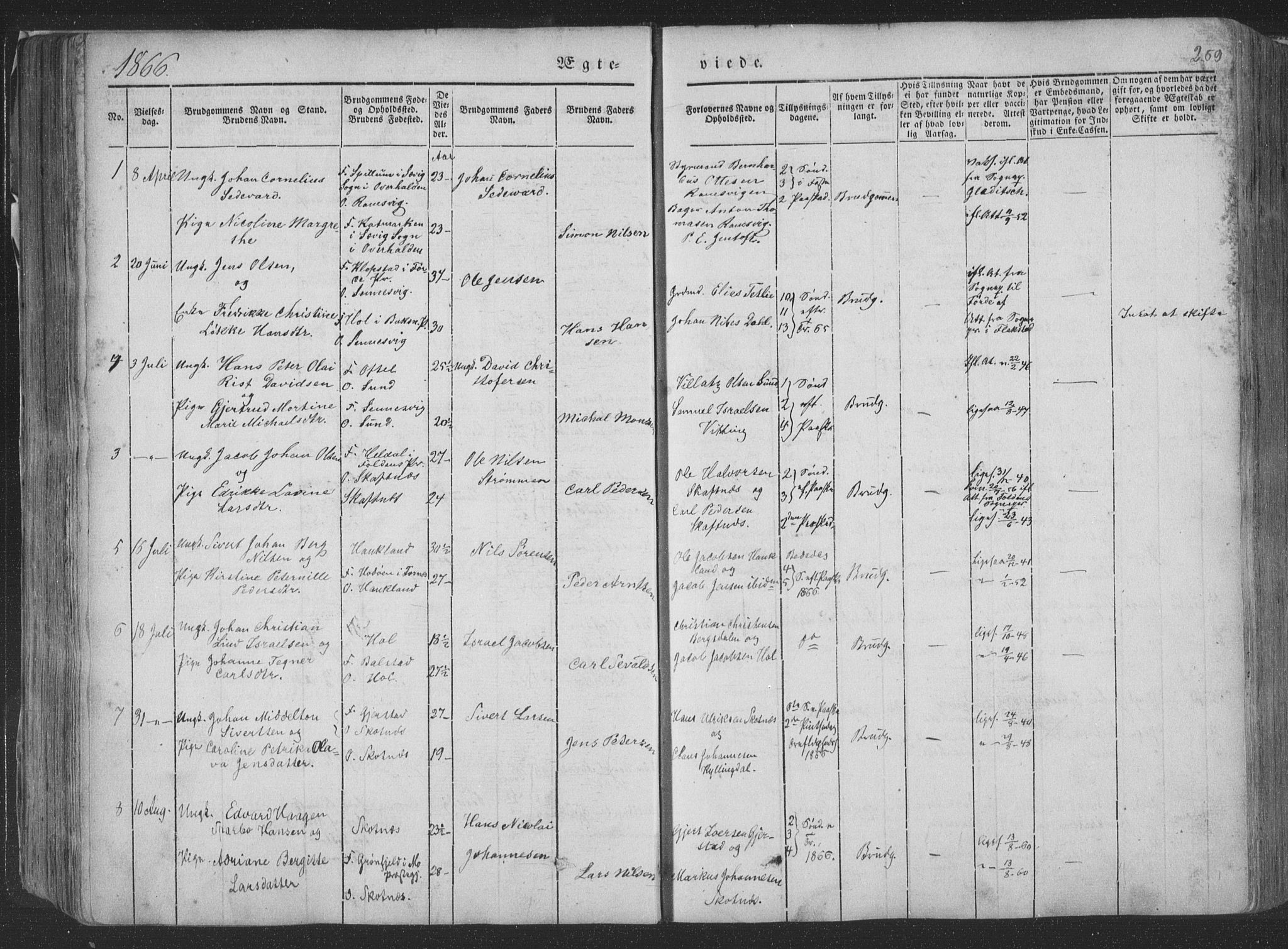 Ministerialprotokoller, klokkerbøker og fødselsregistre - Nordland, AV/SAT-A-1459/881/L1165: Parish register (copy) no. 881C02, 1854-1876, p. 269