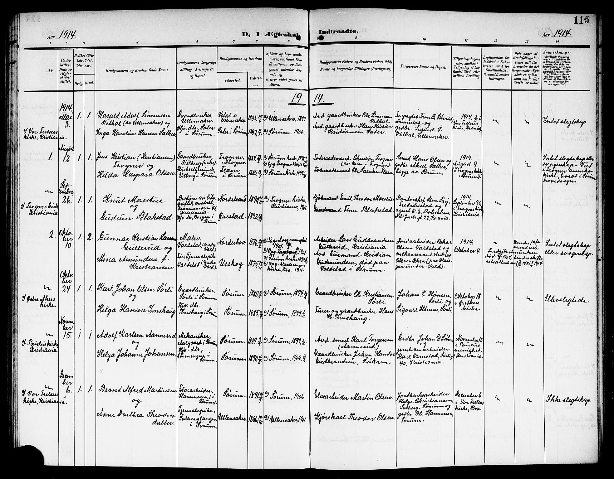 Sørum prestekontor Kirkebøker, AV/SAO-A-10303/G/Ga/L0007: Parish register (copy) no. I 7, 1907-1917, p. 115