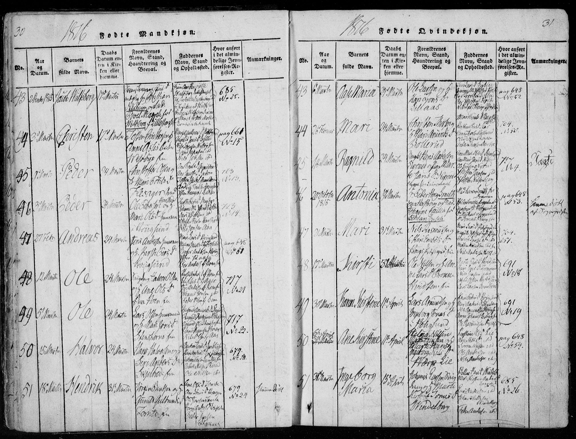 Eiker kirkebøker, AV/SAKO-A-4/F/Fa/L0011: Parish register (official) no. I 11, 1814-1827, p. 30-31